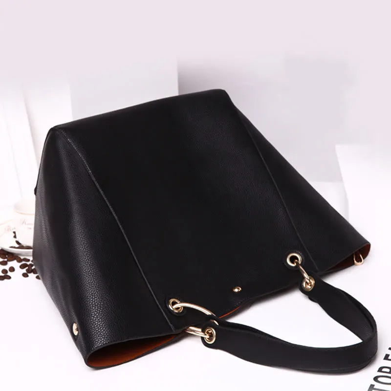 Classic Tote For Women Plain Color Office Work Commuter Bag Set