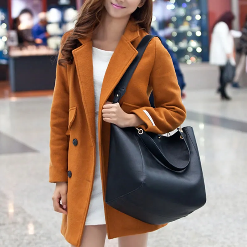 Classic Tote For Women Plain Color Office Work Commuter Bag Set