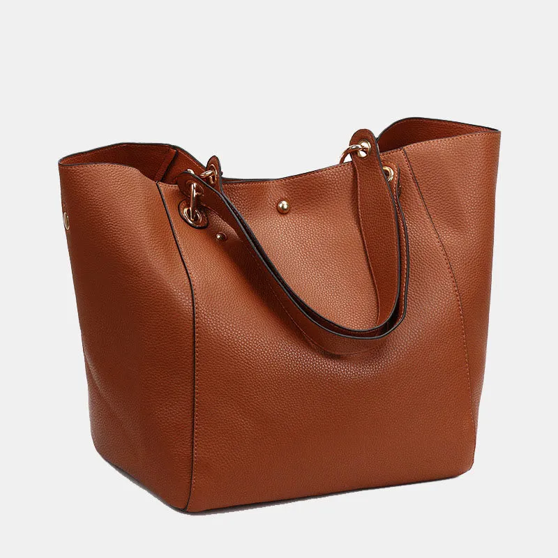Classic Tote For Women Plain Color Office Work Commuter Bag Set