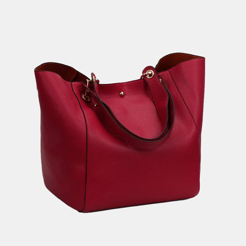 Classic Tote For Women Plain Color Office Work Commuter Bag Set