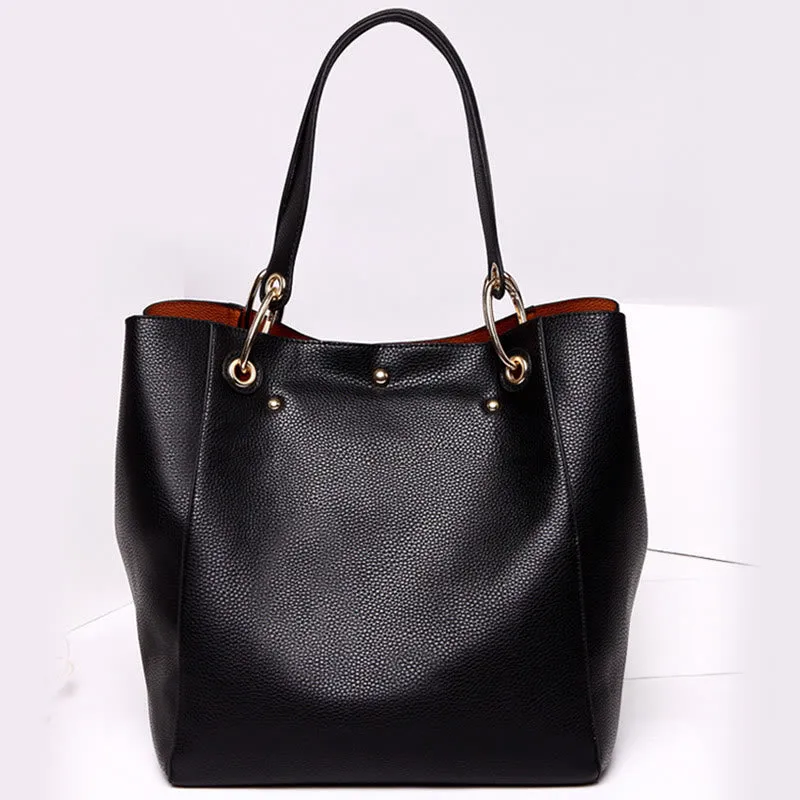 Classic Tote For Women Plain Color Office Work Commuter Bag Set