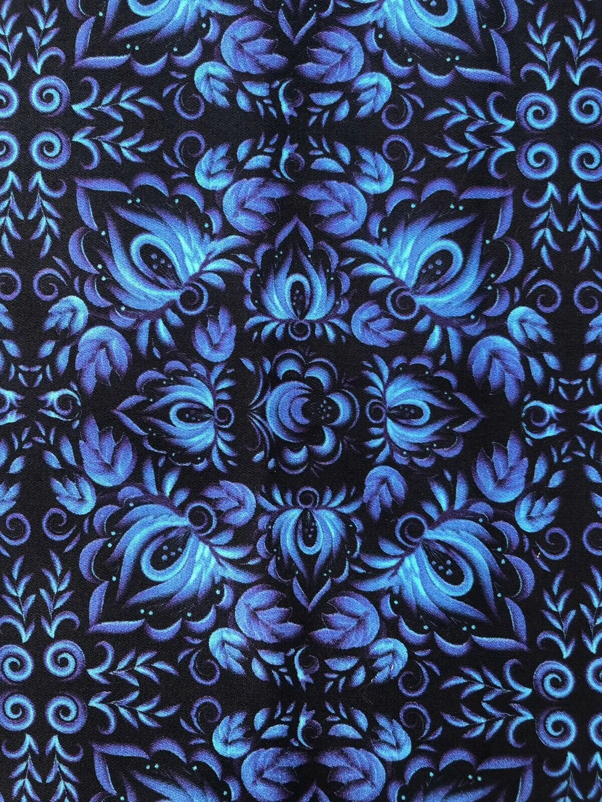 Cobalt Blue Gzhel Folk Cotton