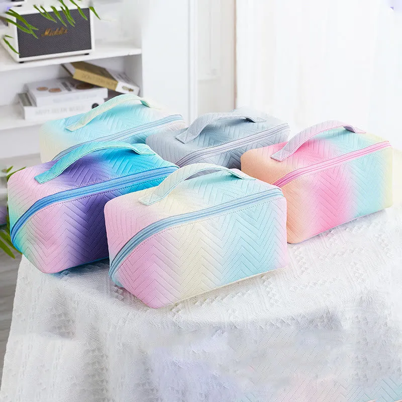 Cosmetic Bag For Women Travel Gradient Color Portable Makeup Bag