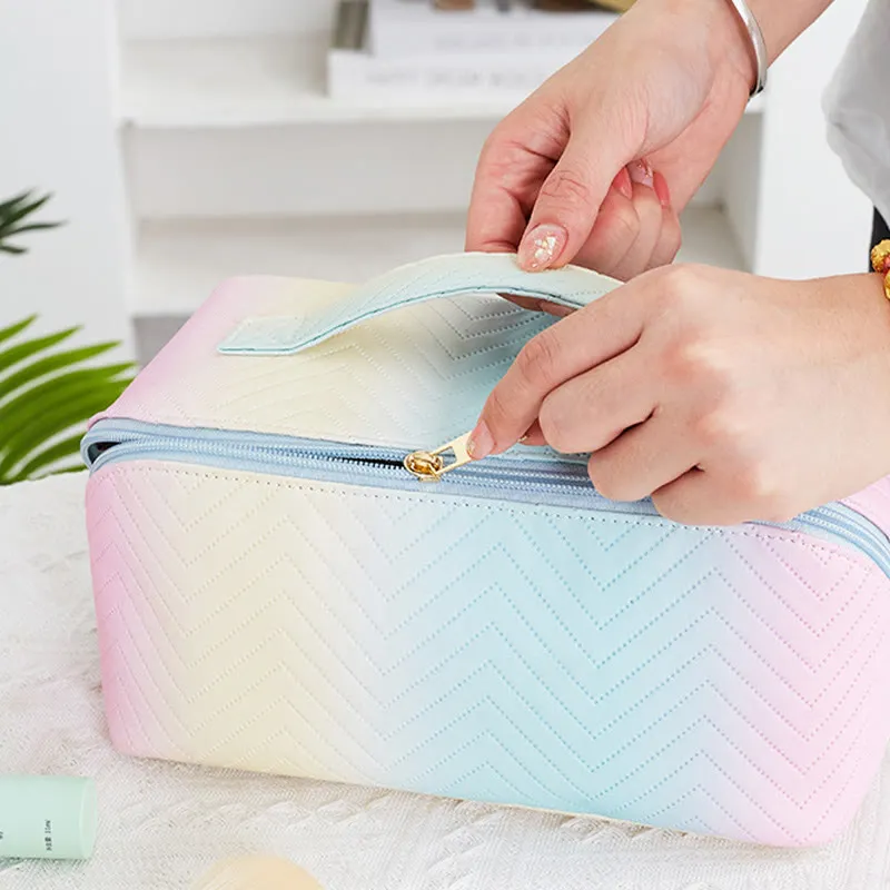 Cosmetic Bag For Women Travel Gradient Color Portable Makeup Bag