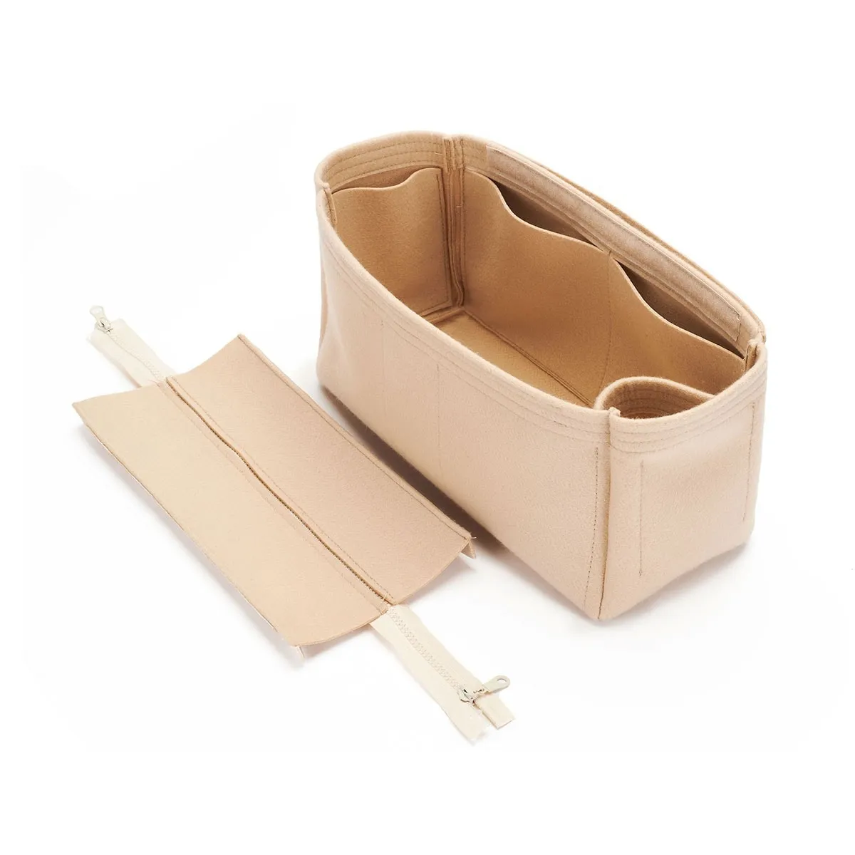 Custom Size Bag Organizer with Zipper Top Closure and Single Bottle Holder
