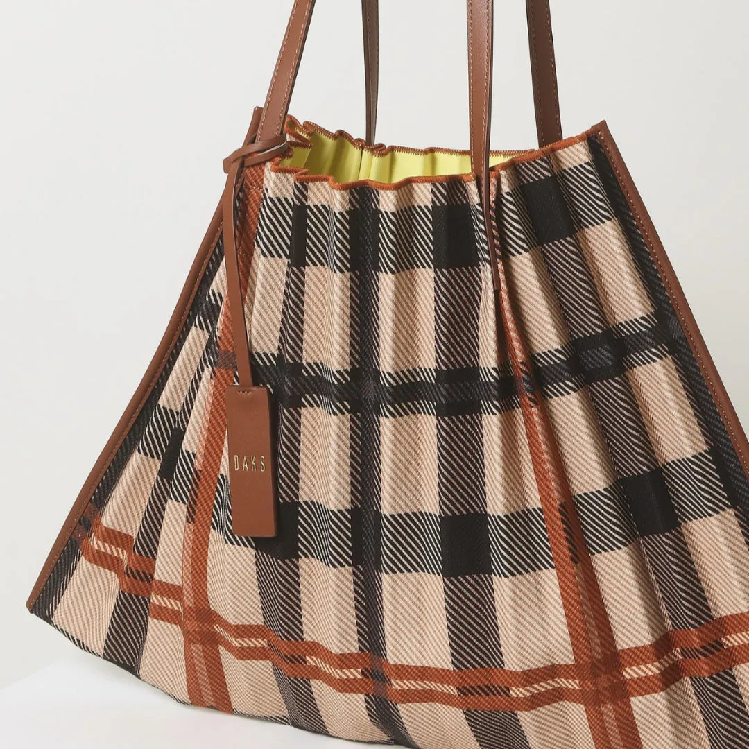 DAKS Brown Jubilee Check Pleated Bag Shoulder Bag Tote Bag/ from Seoul, Korea