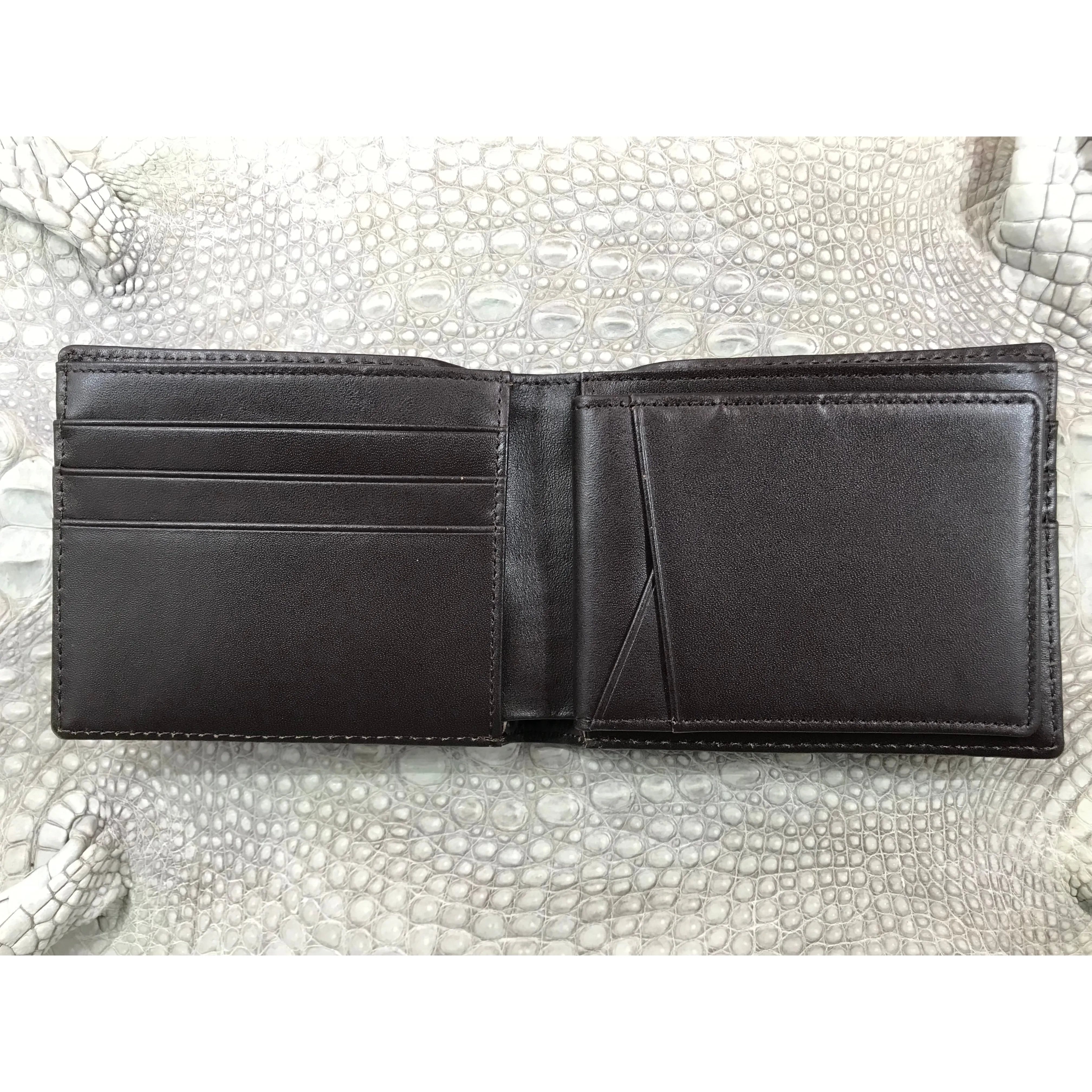 Dark Brown Alligator Skin Bifold Wallet For Men | Handmade Crocodile Leather Wallet RFID Blocking | VL5701