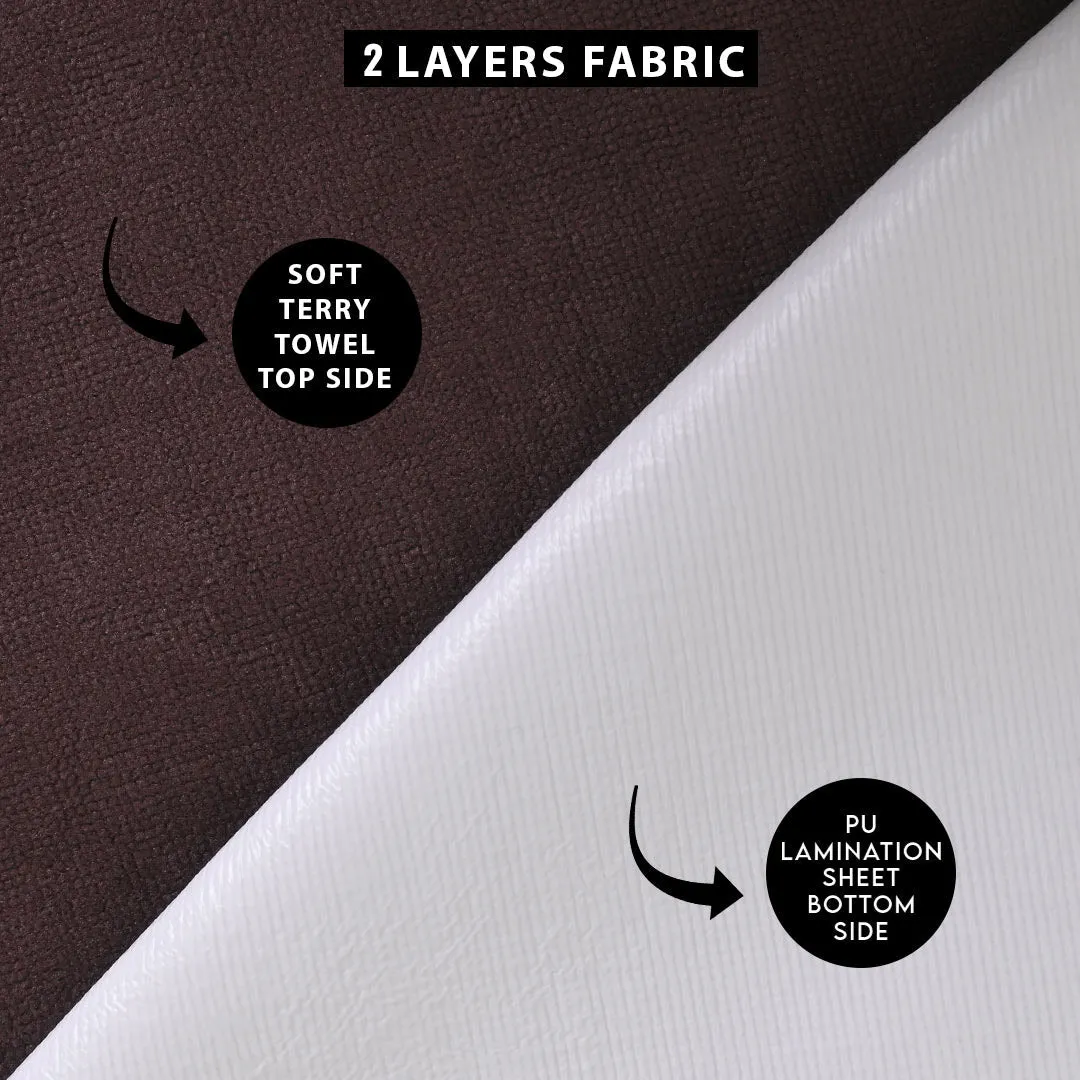 Dyed Terry Towel 100% Waterproof Fitted Mattress Protector In Brown Color