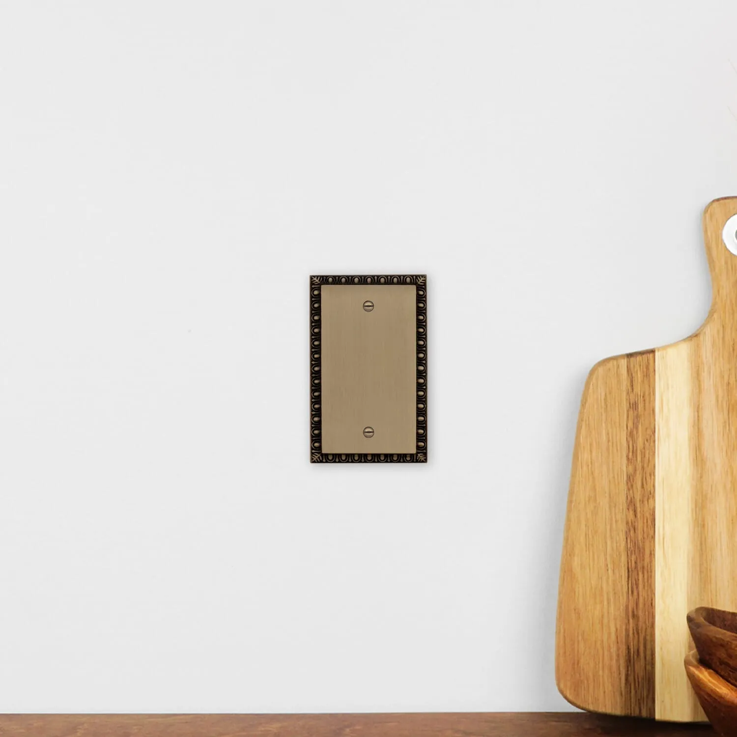 Egg & Dart Switch Plate with Blank Cover in Antique Brass