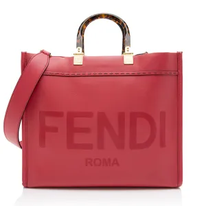 Fendi Leather Sunshine Medium Shopper Tote