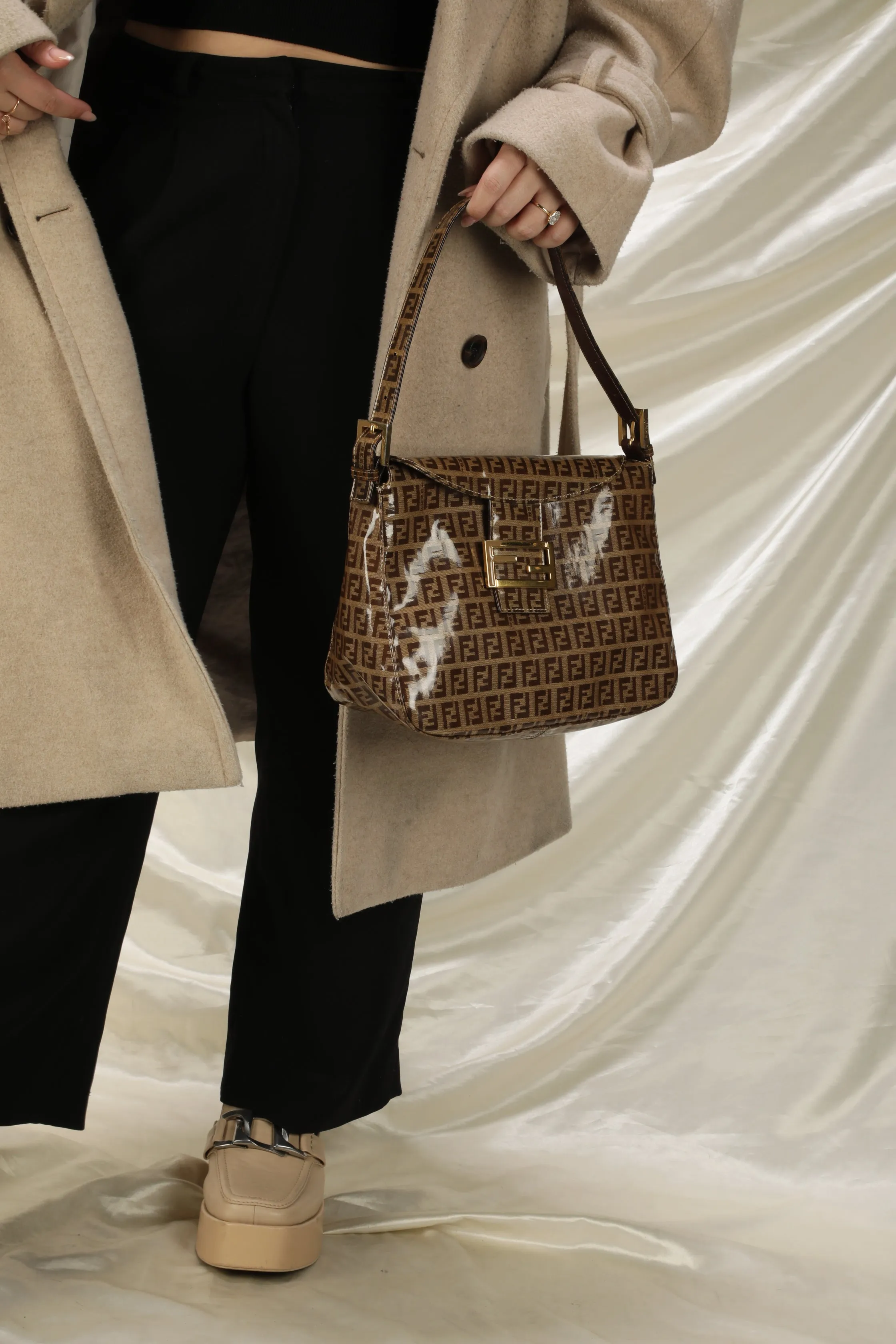 Fendi Zucchino Patent Flap Bag