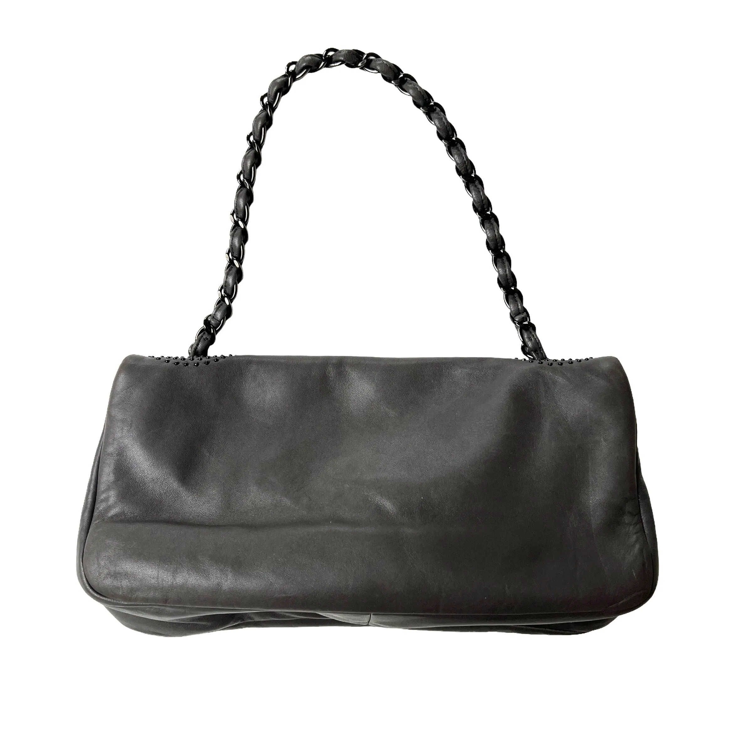 Grey Studded CC Shoulder Flap