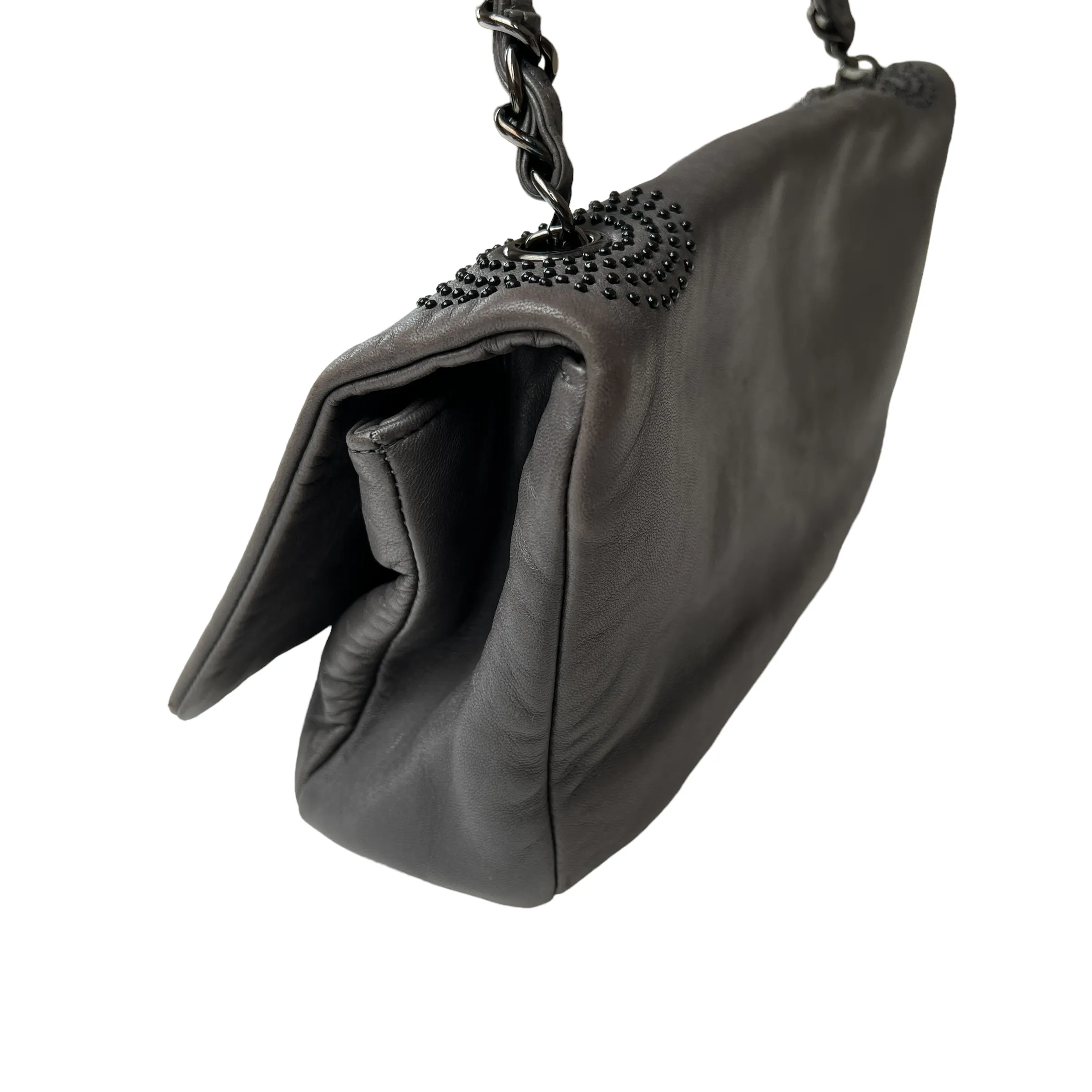 Grey Studded CC Shoulder Flap