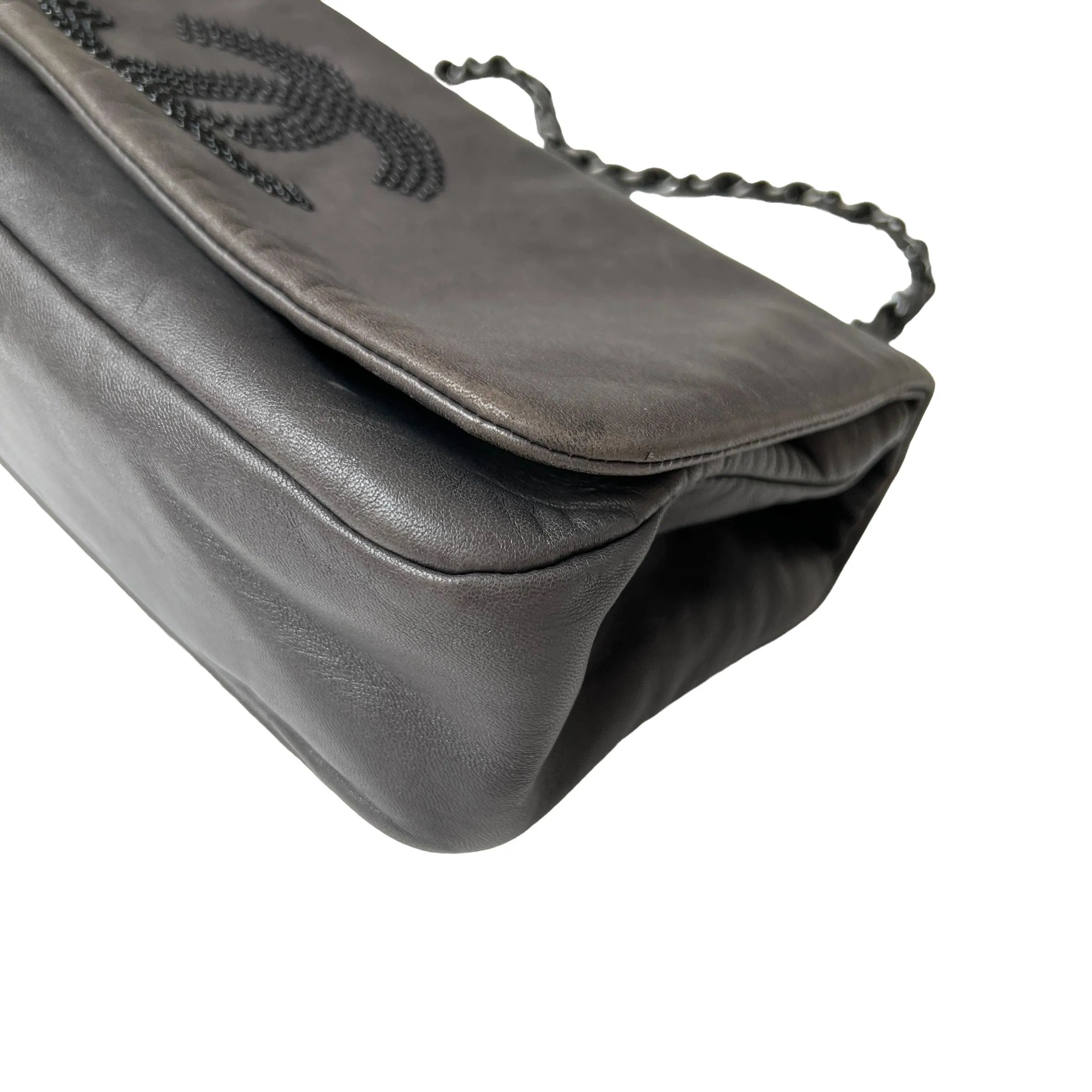 Grey Studded CC Shoulder Flap