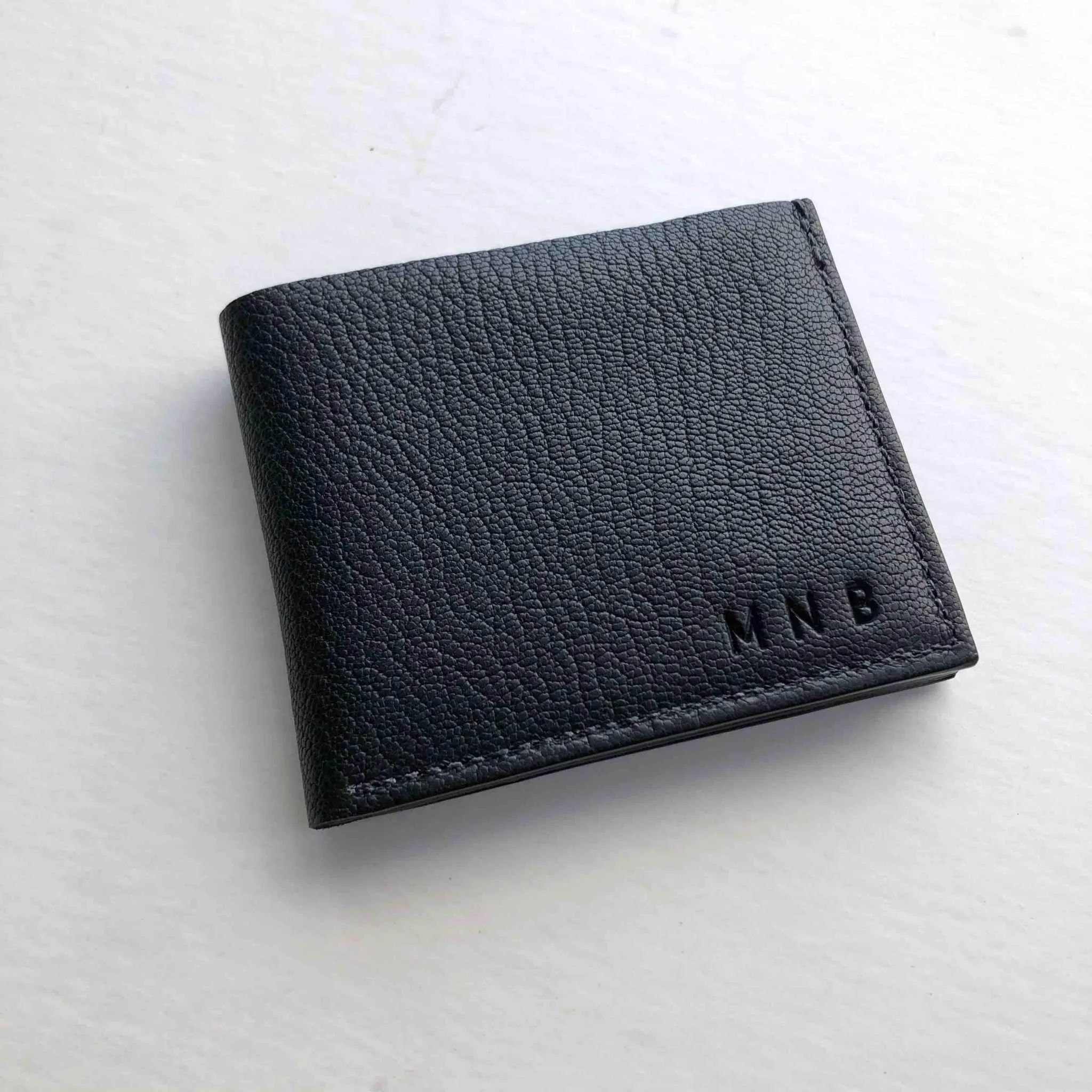 Handmade Black Leather Bifold Wallet