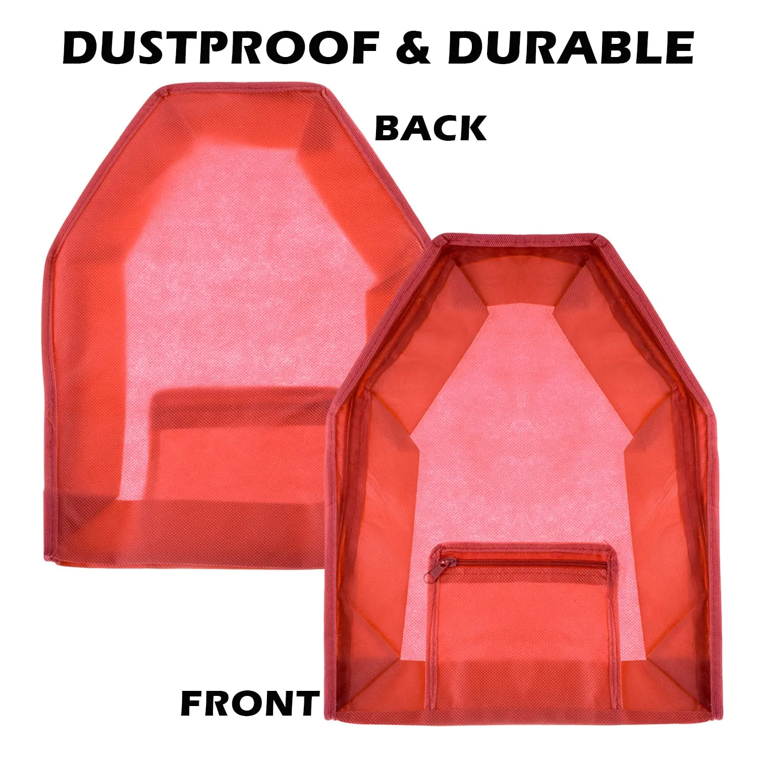 Heart Home Blouse Cover | Non Woven Foldable Wardrobe Organizer For Woman | Cloth Organizer Top Transparent & One Small Pocket | Pack of 6 | Red