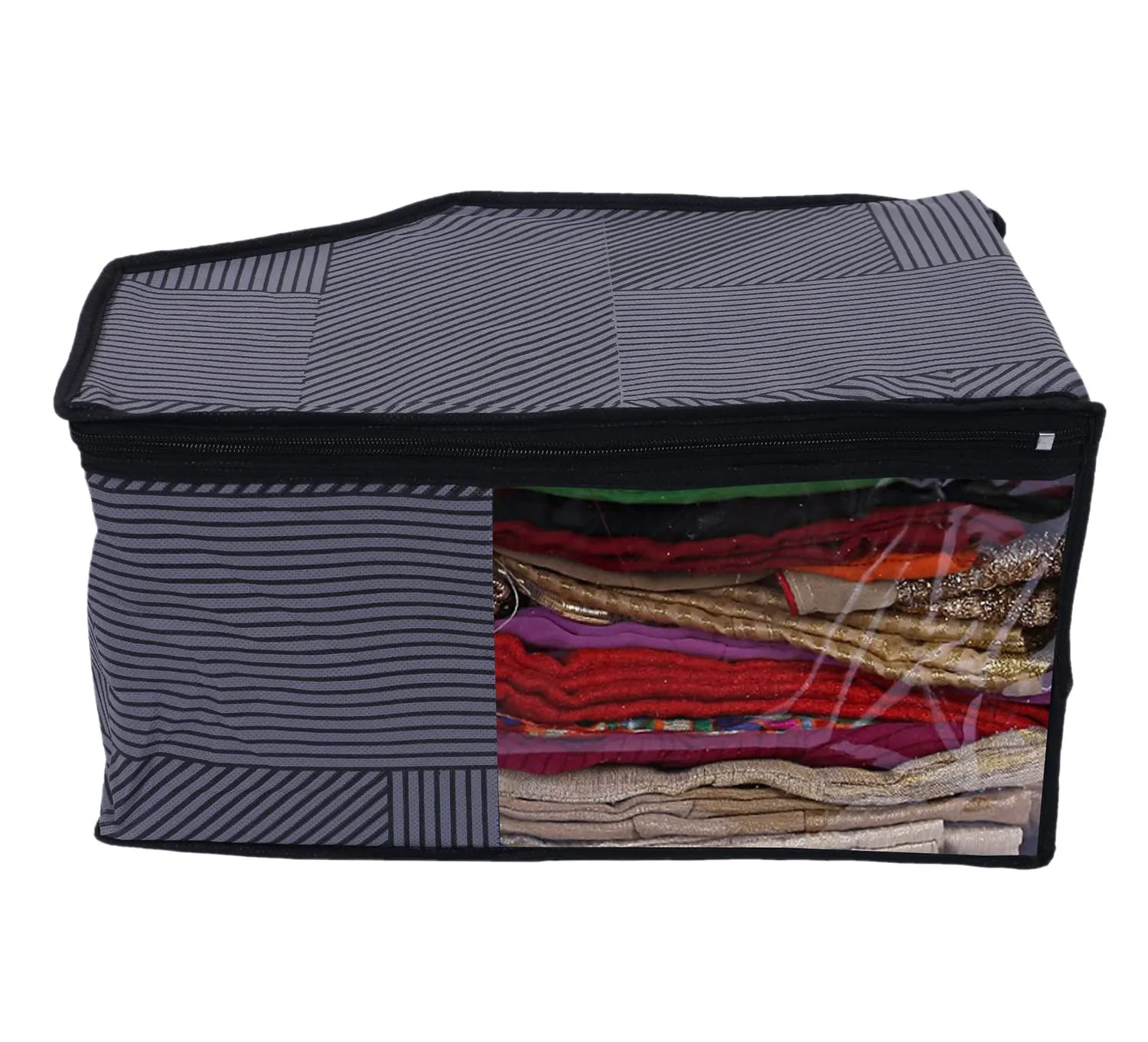 Heart Home Non-Woven Lining Print Foldable Blouse Cover|Clothes Organizer For Home & Traveling With Front Window Extra Large Pack of 9 (Gray)