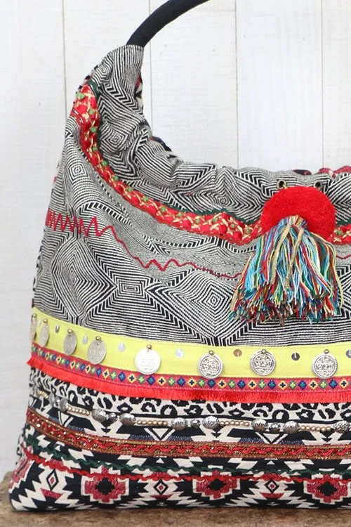 Ikat Striped Hobo Bag