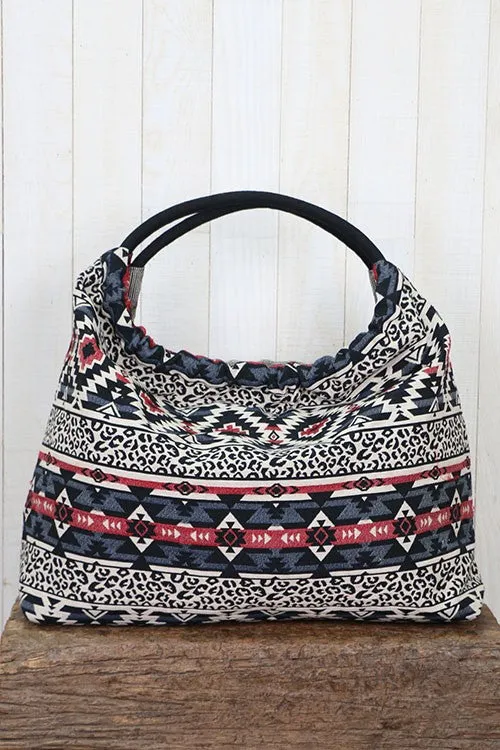 Ikat Striped Hobo Bag