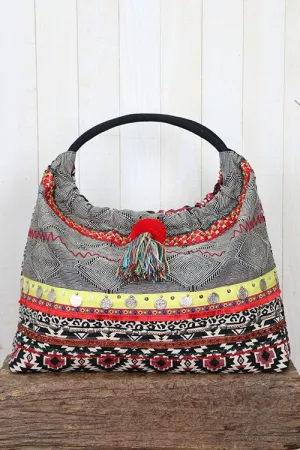 Ikat Striped Hobo Bag