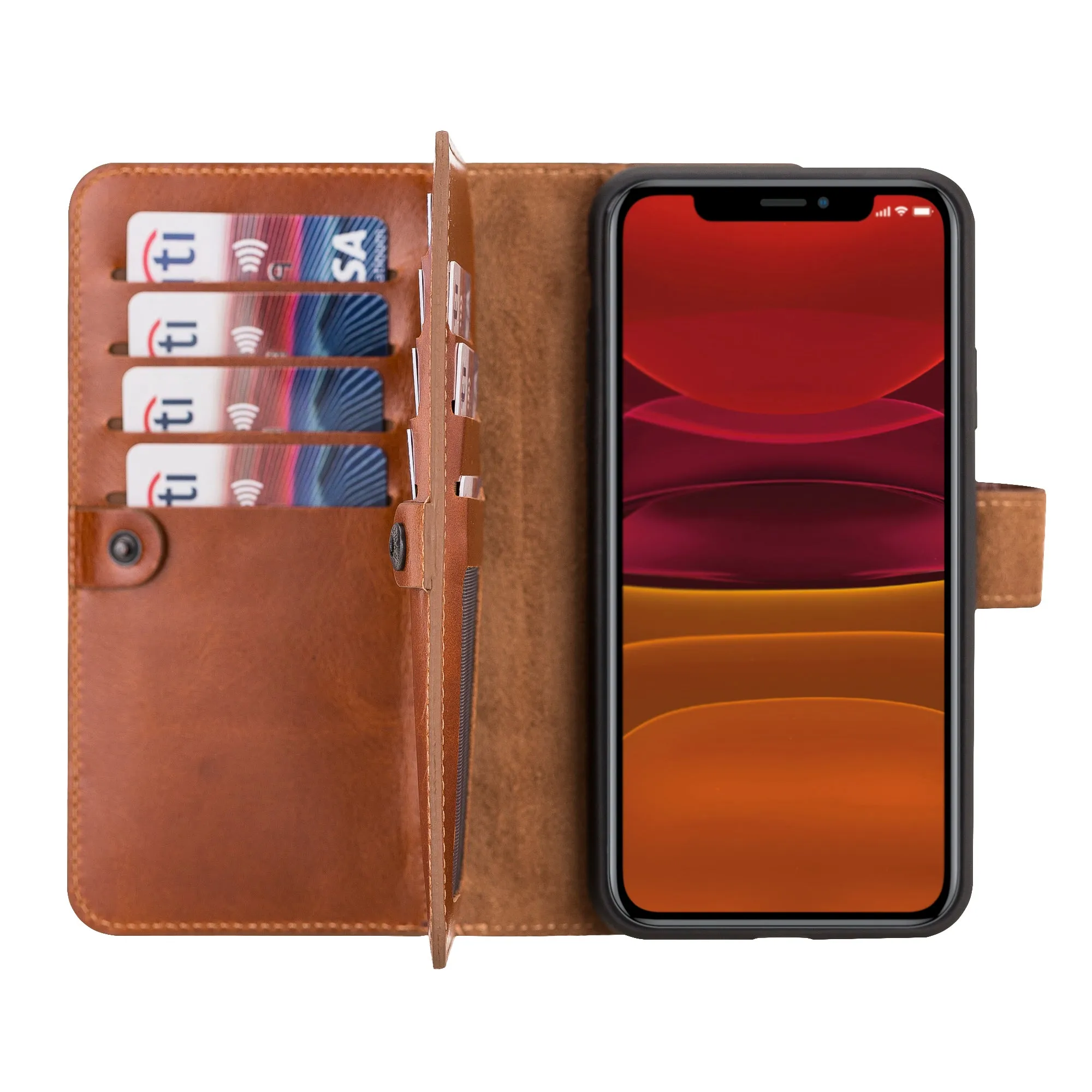 iPhone 11 Dual Fold Magnetic Detachable Leather Wallet Case
