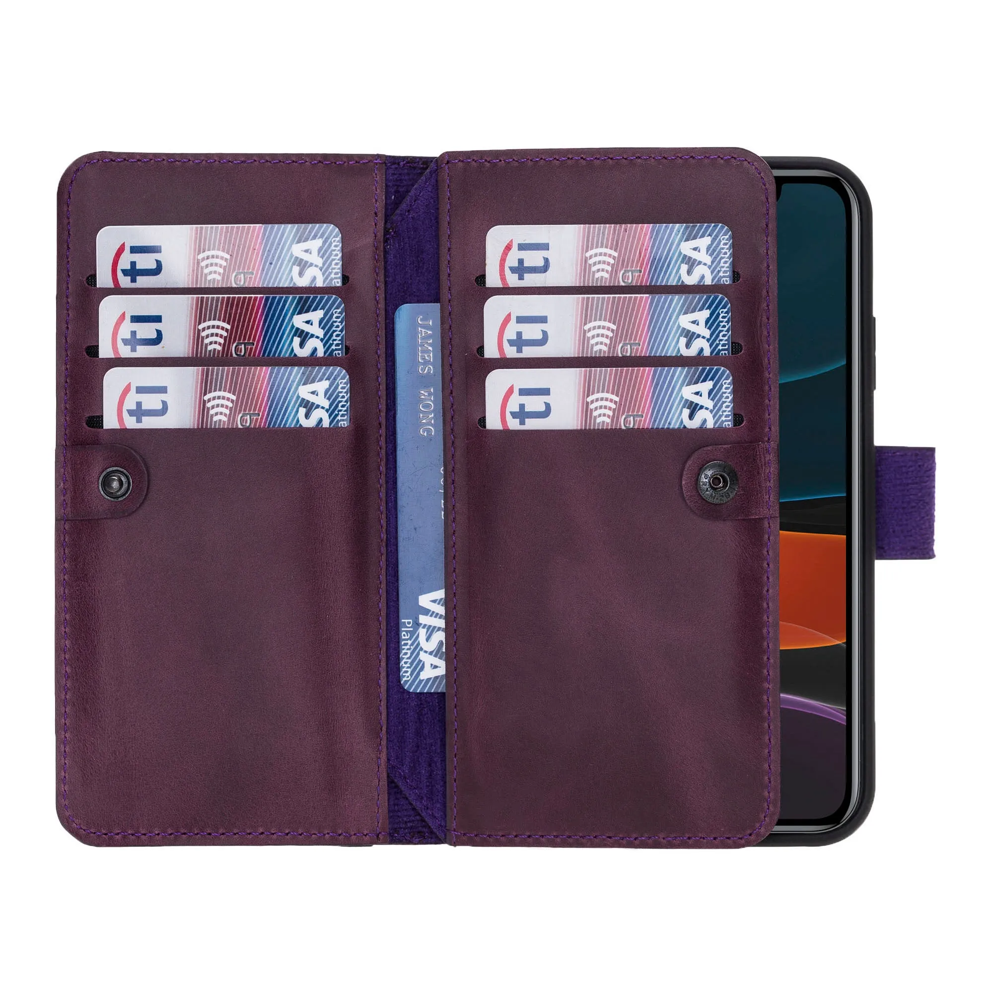 iPhone 11 Dual Fold Magnetic Detachable Leather Wallet Case