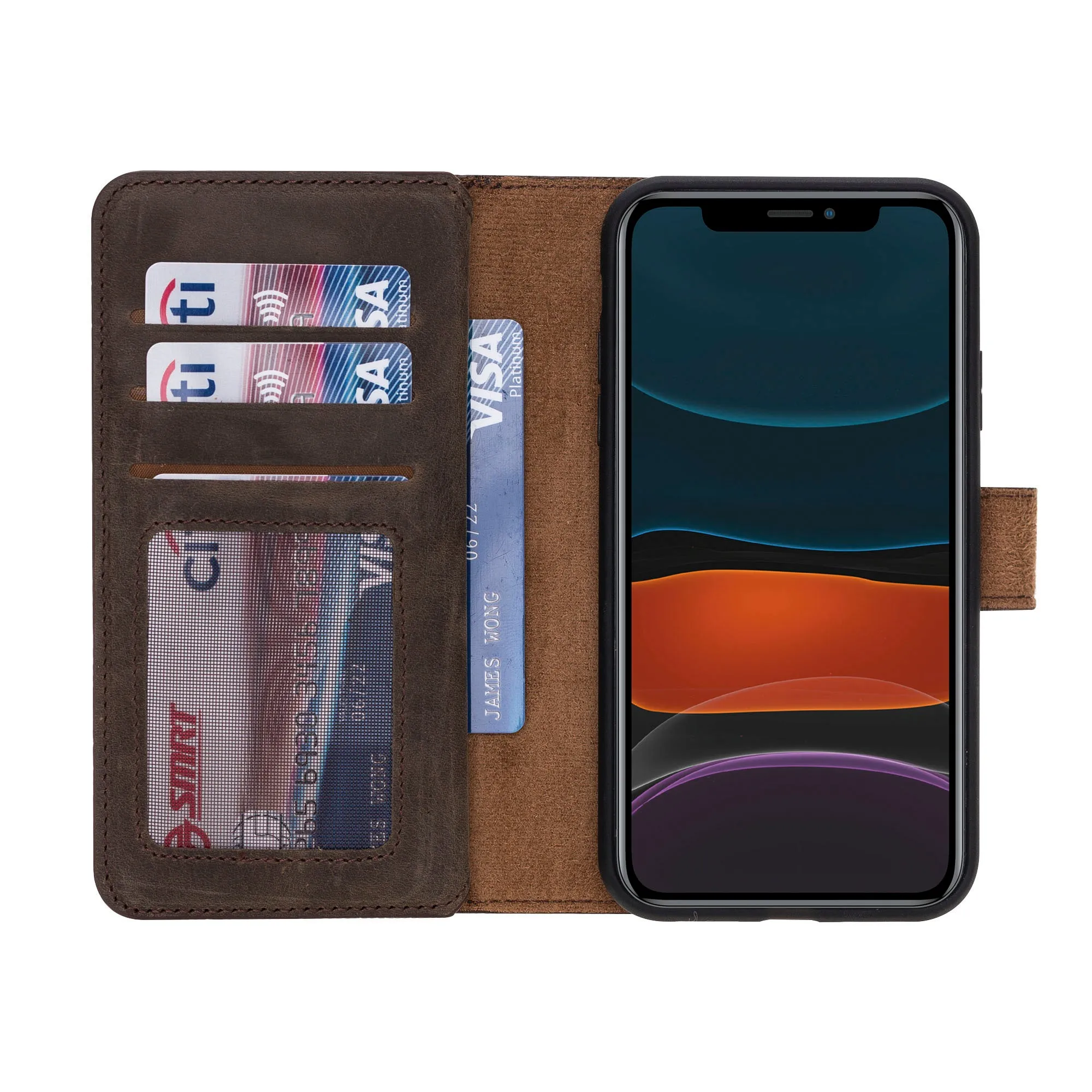 iPhone 11 Dual Fold Magnetic Detachable Leather Wallet Case
