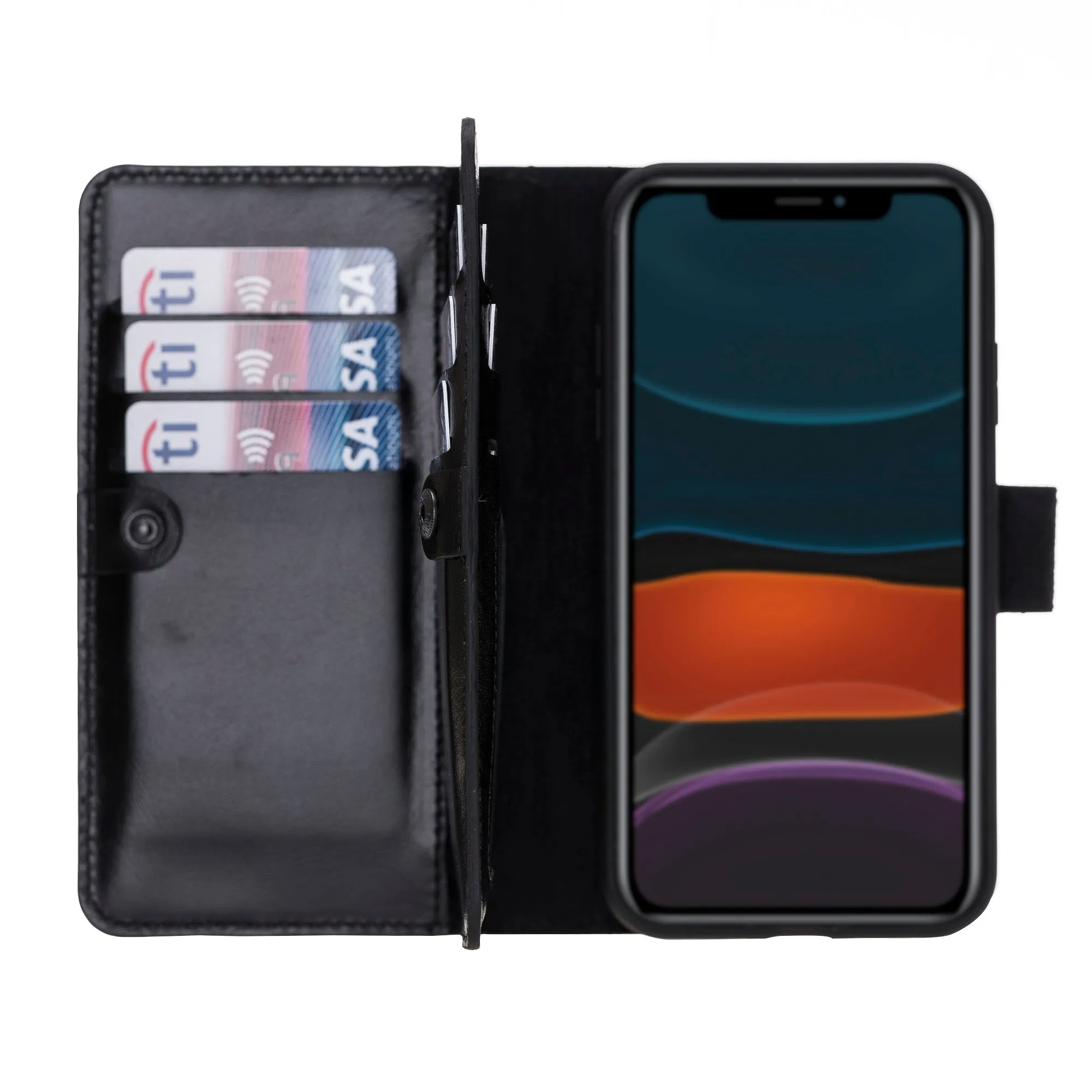 iPhone 11 Dual Fold Magnetic Detachable Leather Wallet Case