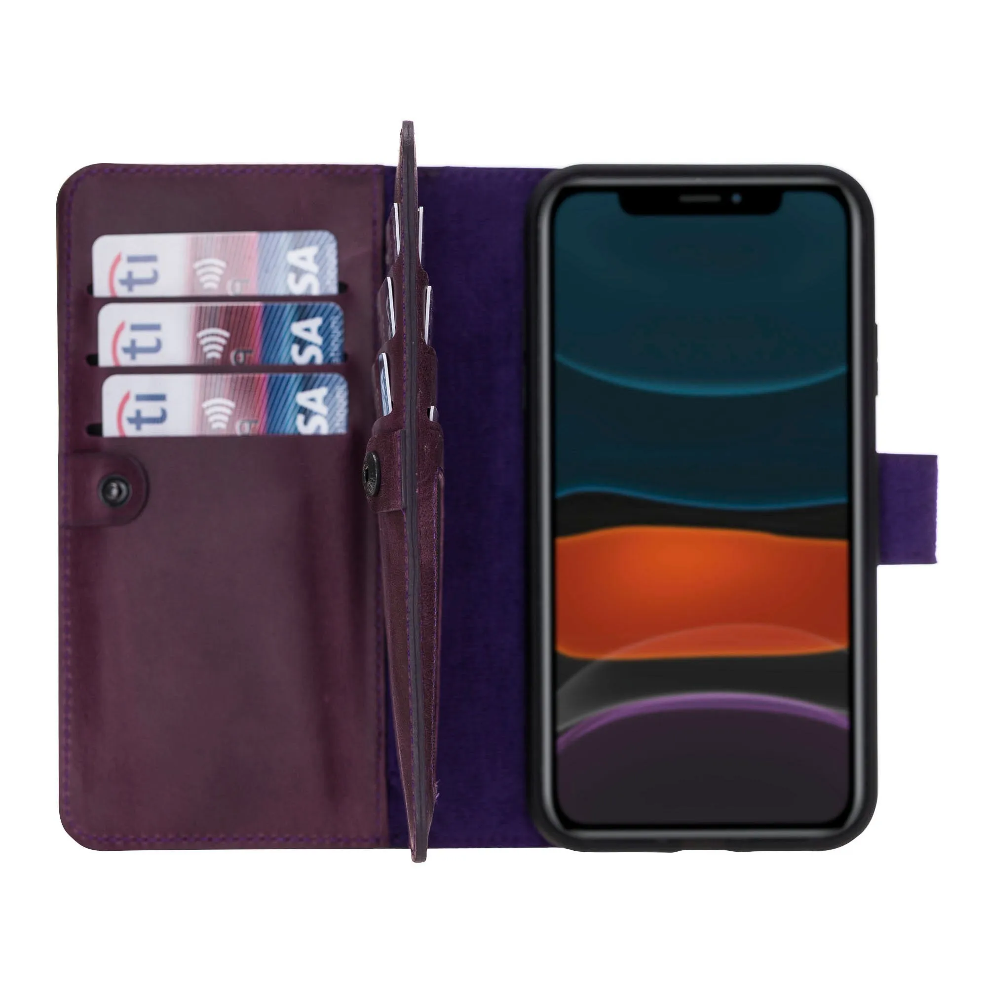 iPhone 11 Dual Fold Magnetic Detachable Leather Wallet Case