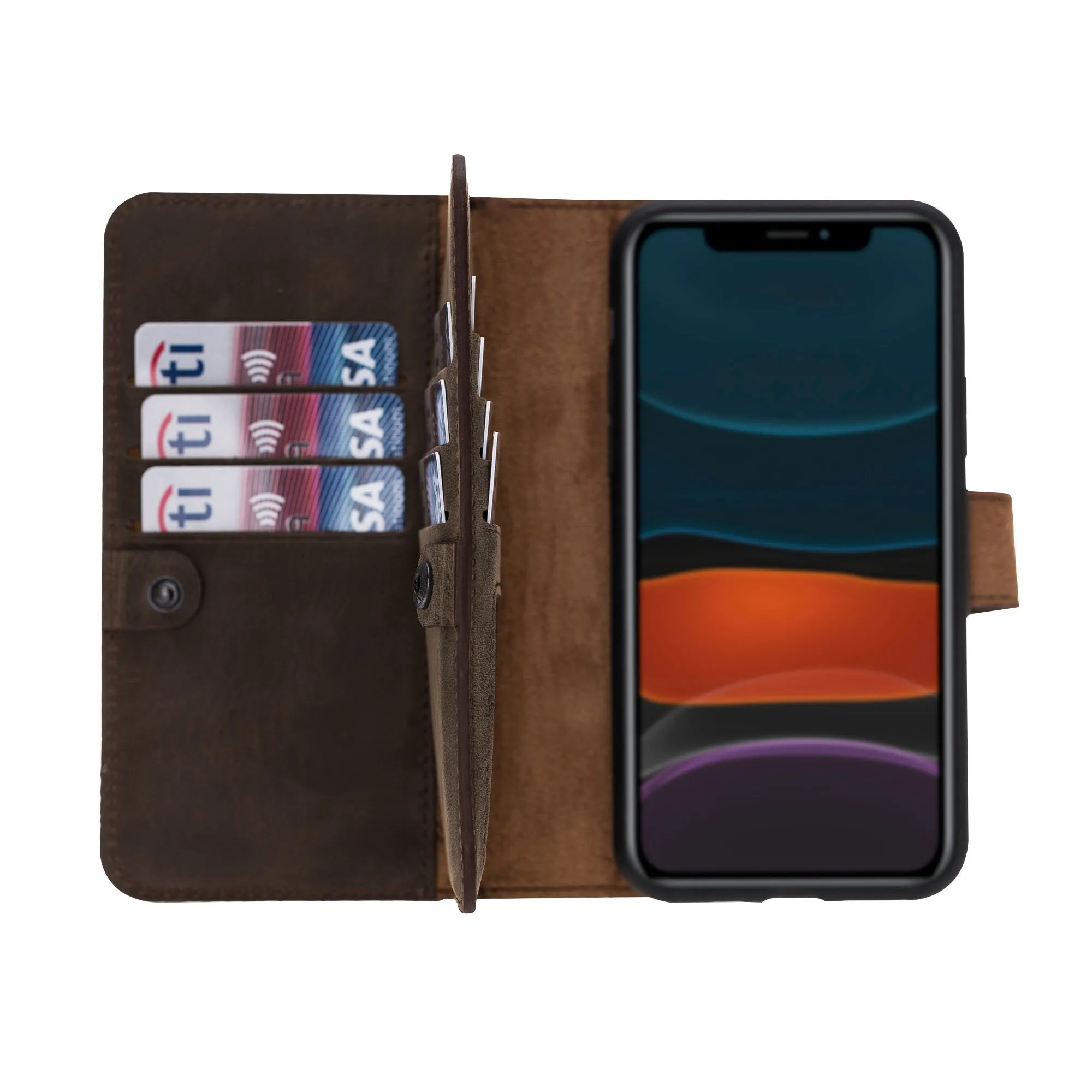 iPhone 11 Dual Fold Magnetic Detachable Leather Wallet Case