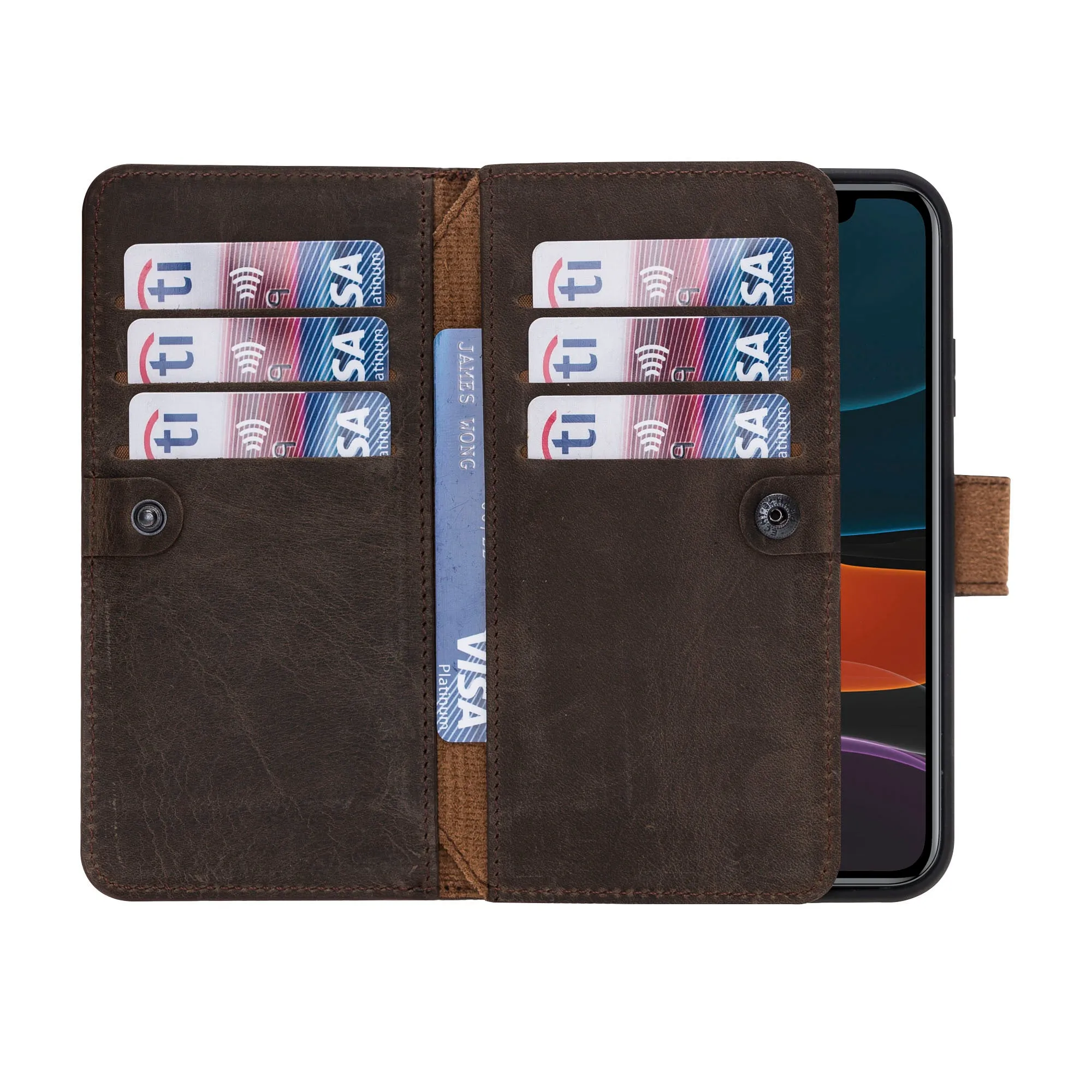 iPhone 11 Dual Fold Magnetic Detachable Leather Wallet Case