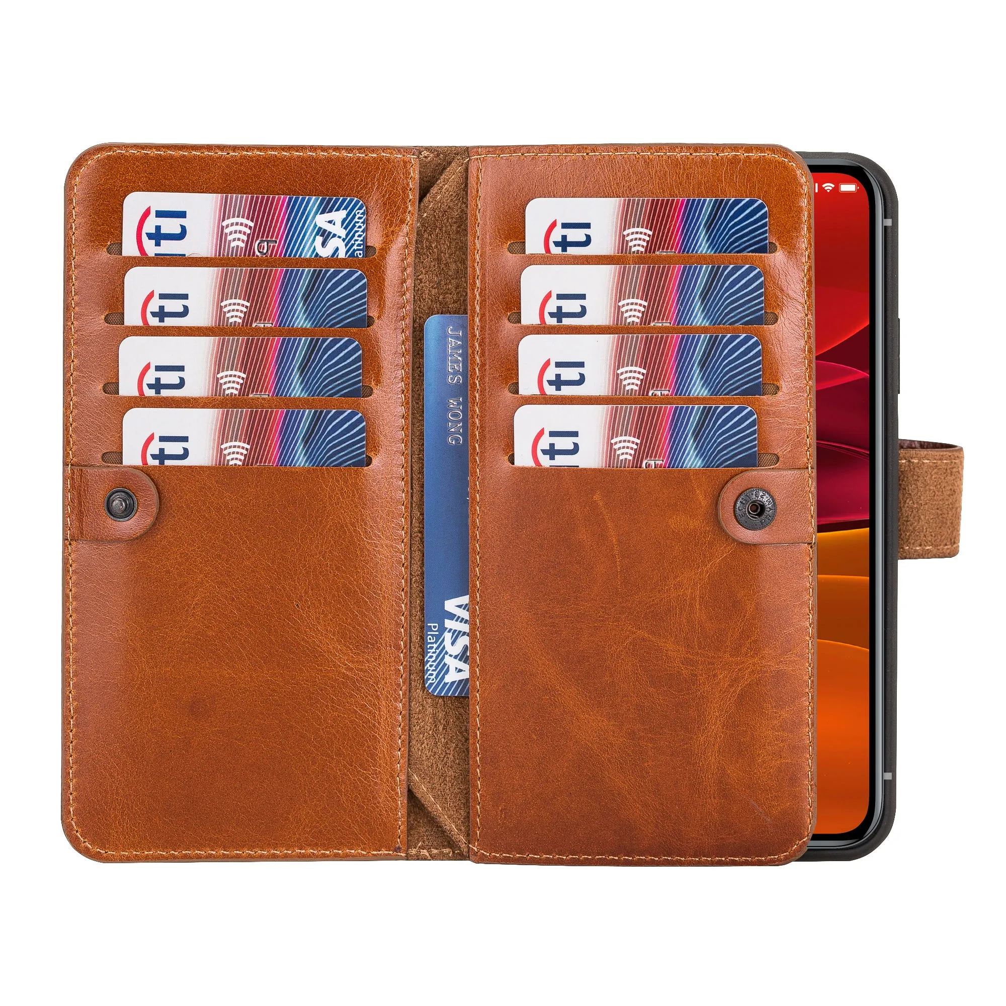 iPhone 11 Dual Fold Magnetic Detachable Leather Wallet Case