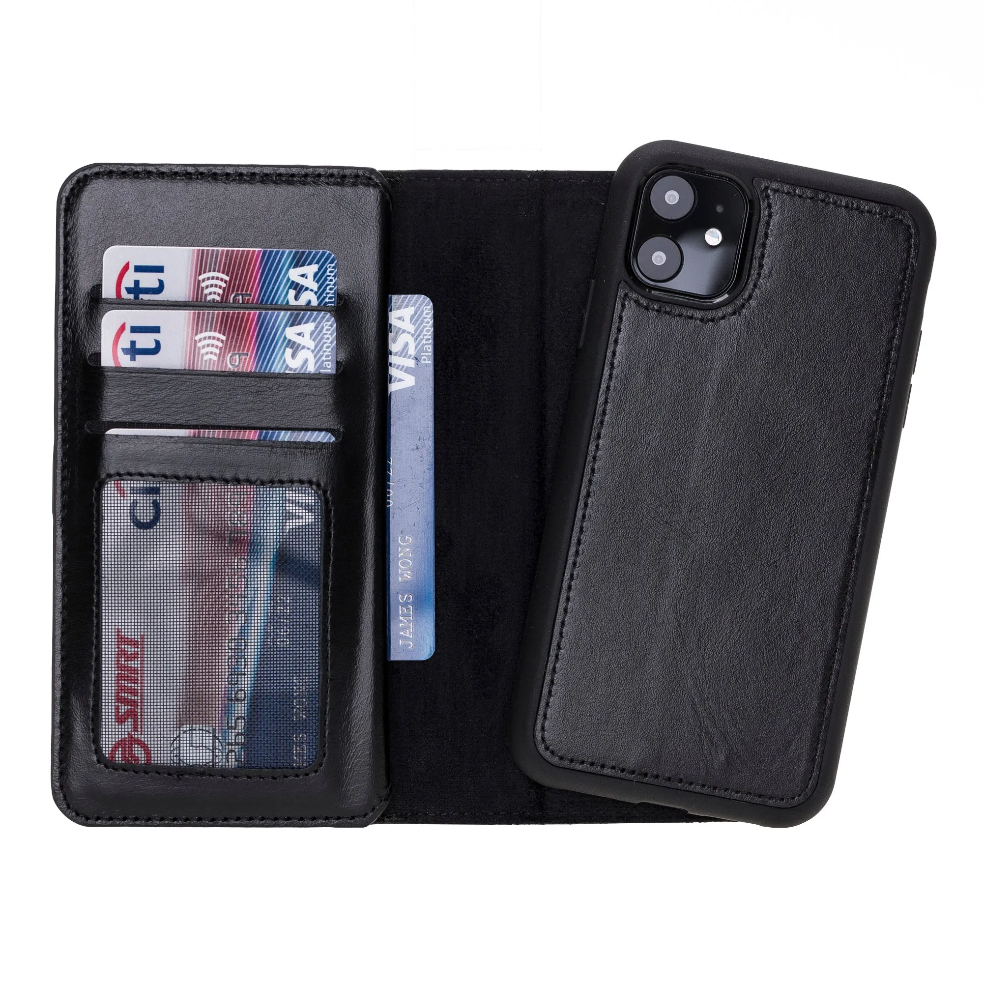 iPhone 11 Dual Fold Magnetic Detachable Leather Wallet Case