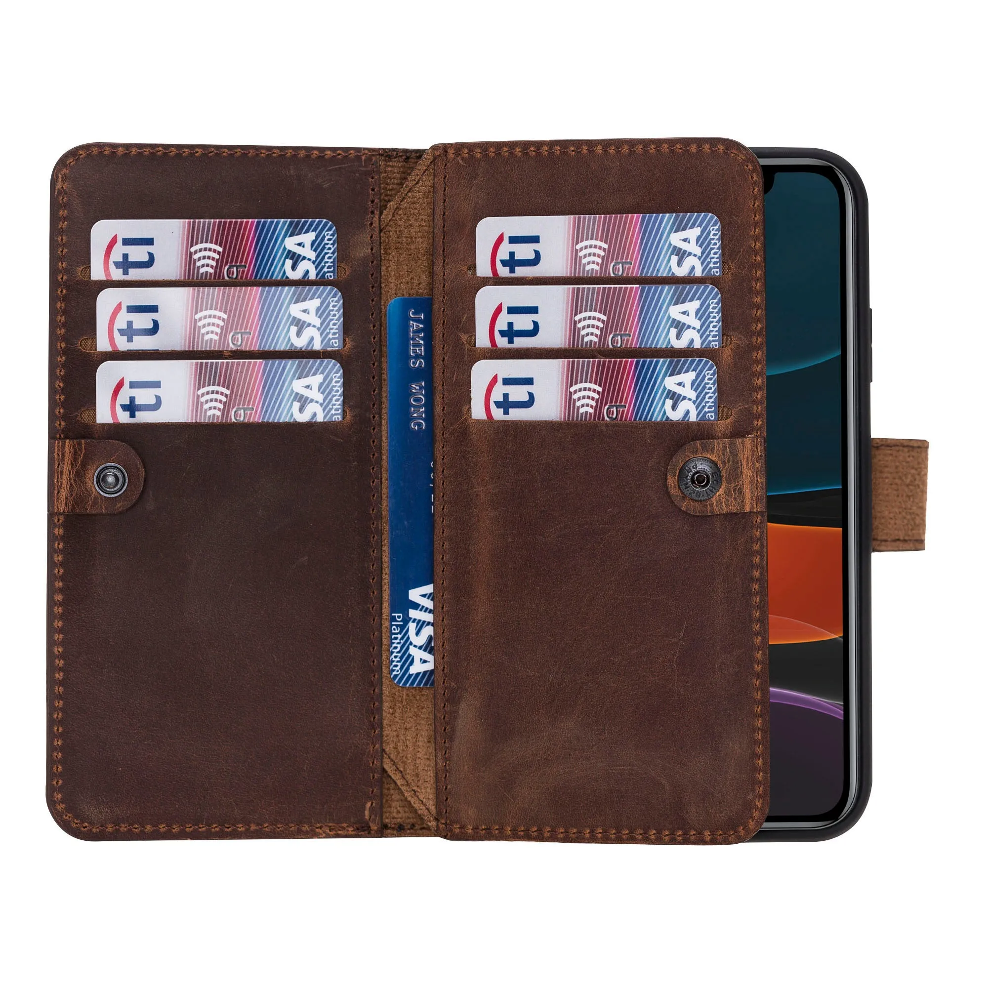 iPhone 11 Dual Fold Magnetic Detachable Leather Wallet Case