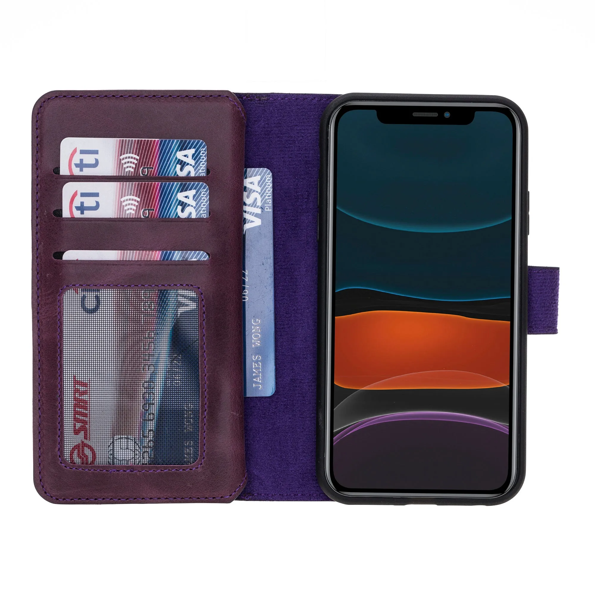 iPhone 11 Dual Fold Magnetic Detachable Leather Wallet Case