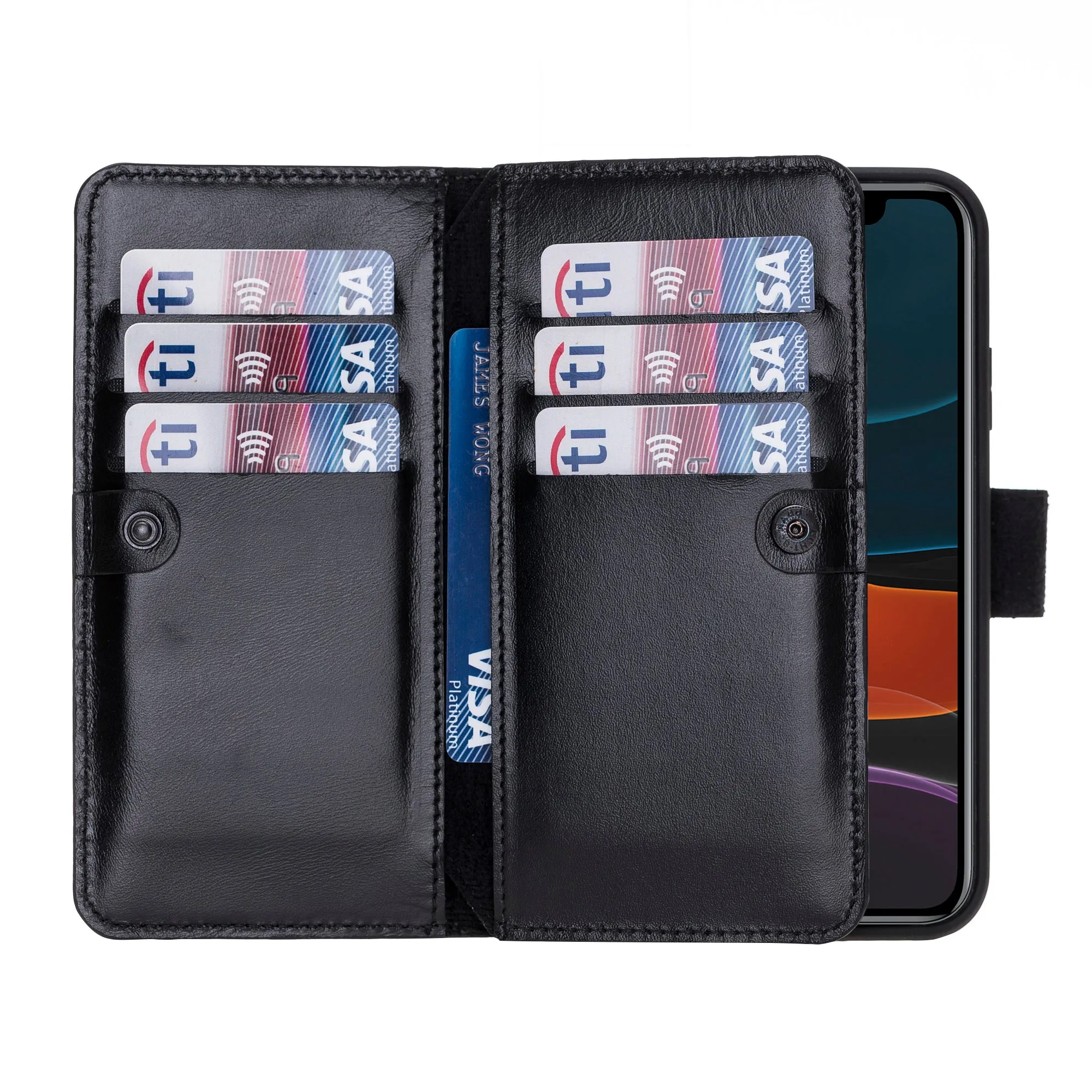 iPhone 11 Dual Fold Magnetic Detachable Leather Wallet Case