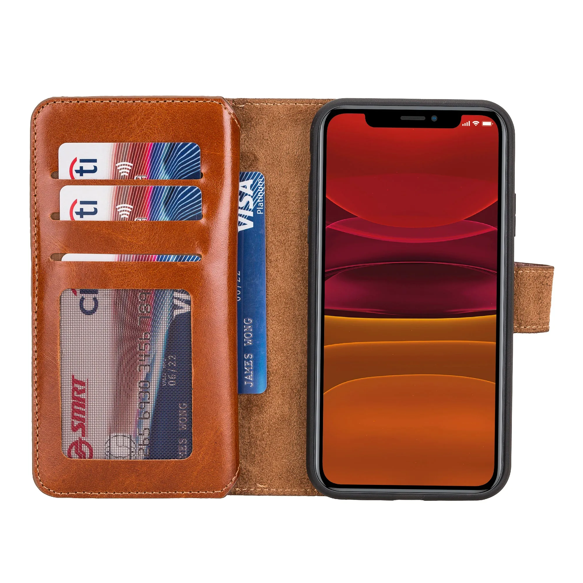 iPhone 11 Dual Fold Magnetic Detachable Leather Wallet Case