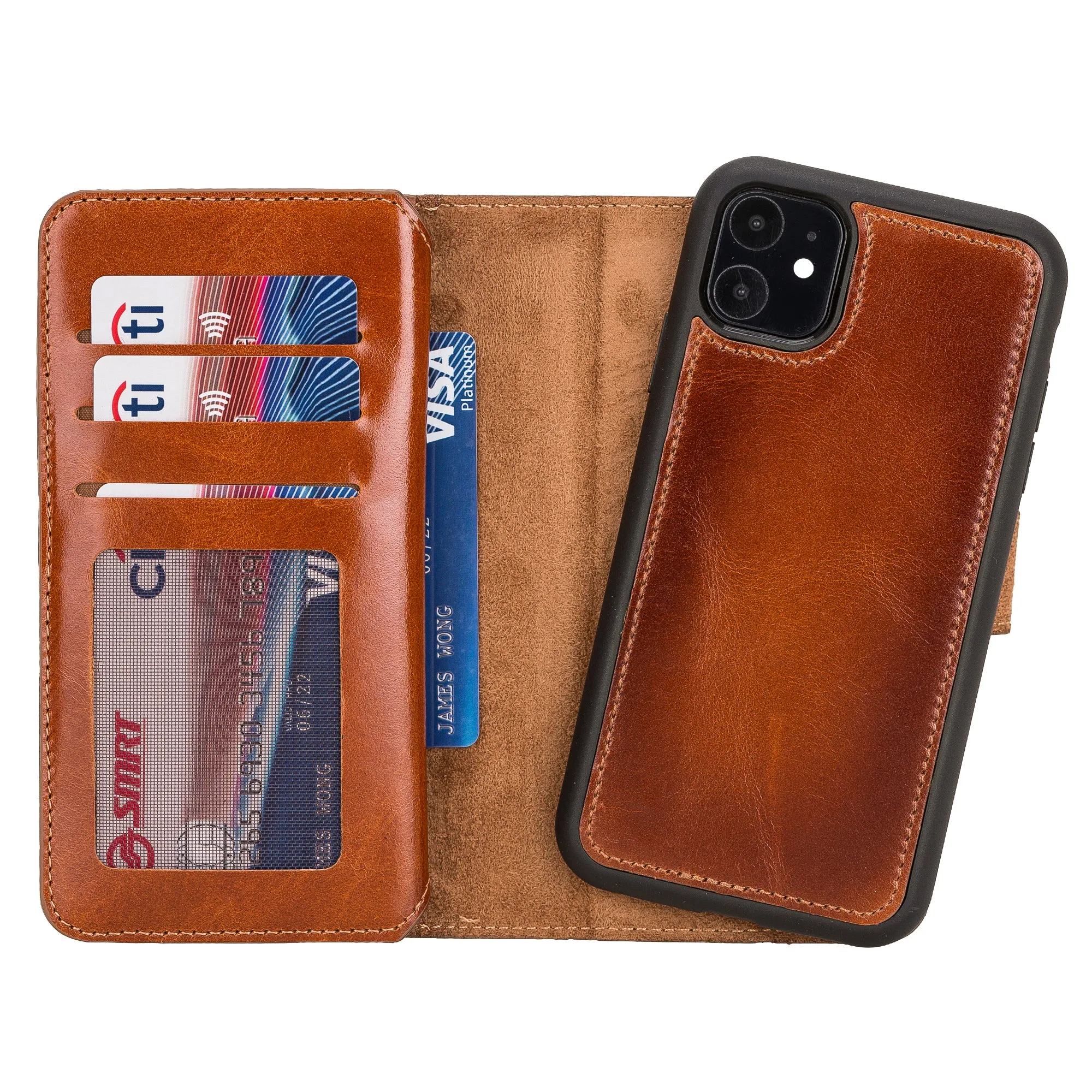 iPhone 11 Dual Fold Magnetic Detachable Leather Wallet Case