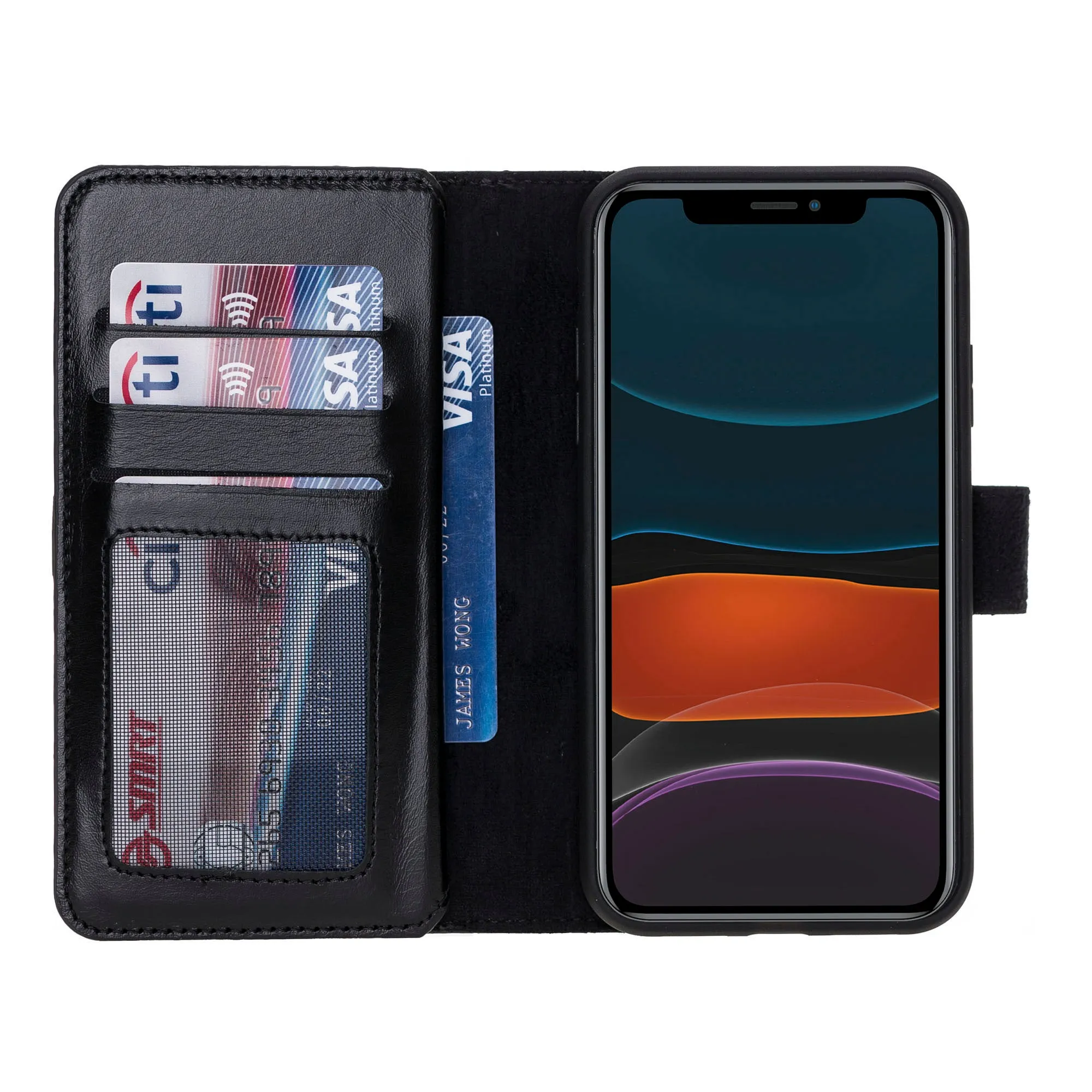 iPhone 11 Dual Fold Magnetic Detachable Leather Wallet Case