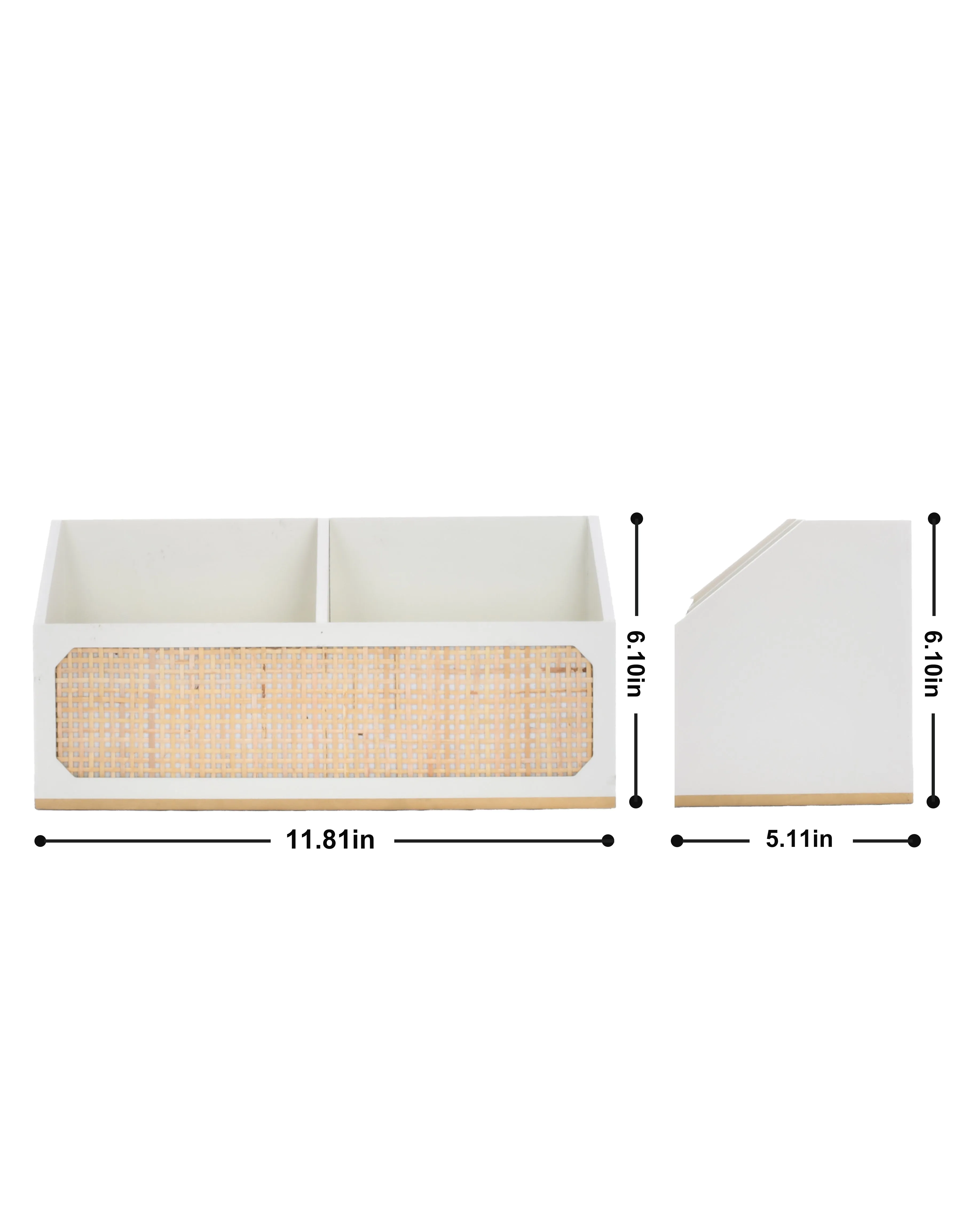JoJo Fletcher Wooden Desk Organizer with Caning Pattern