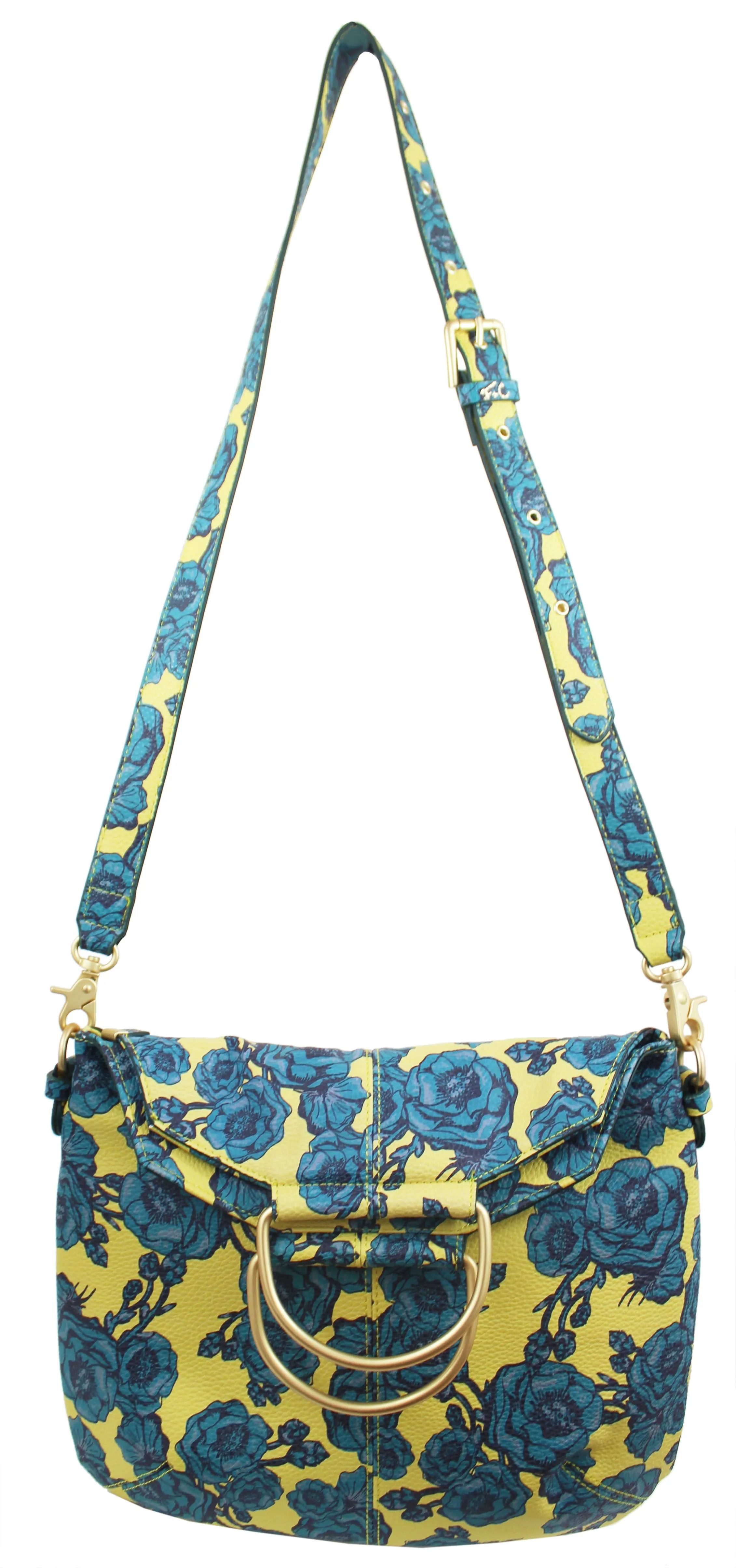 Kayla Foldover Tote in Lemon & Teal