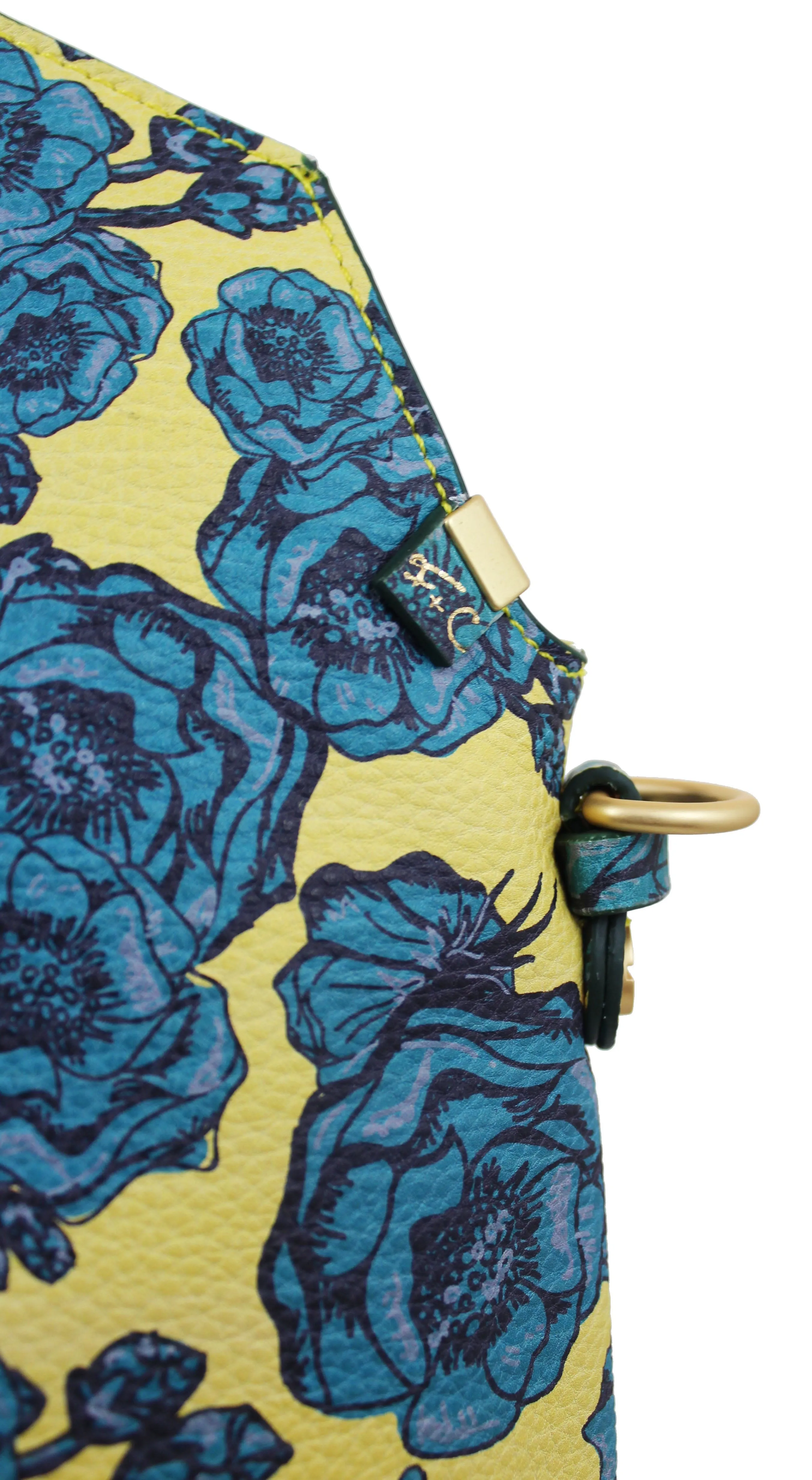Kayla Foldover Tote in Lemon & Teal
