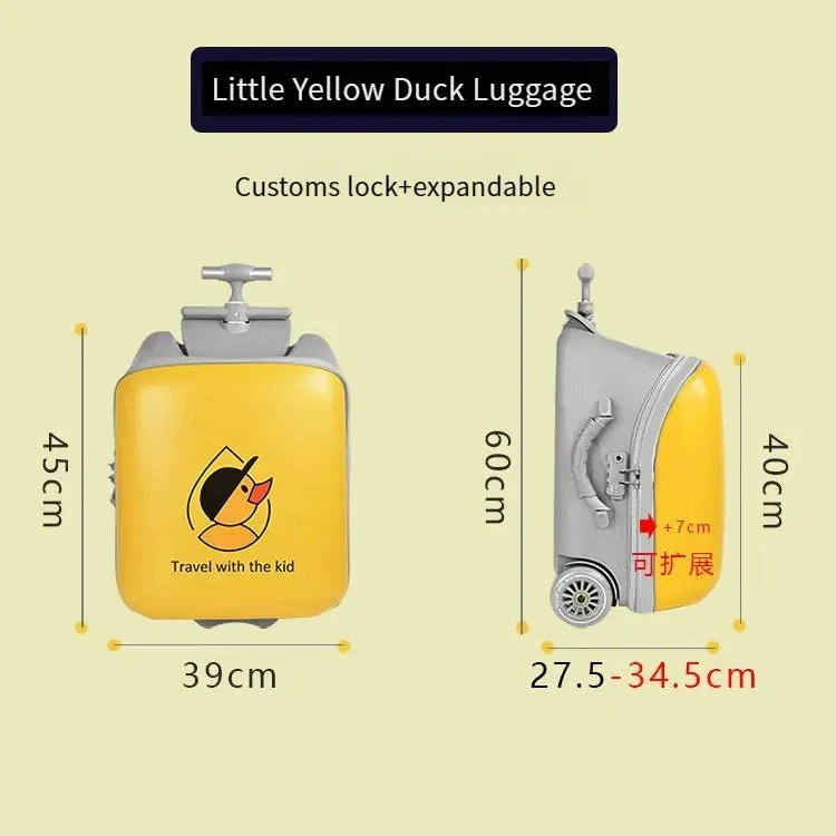 Kids Cartoon Duck Design Sit Rolling Travel Bags