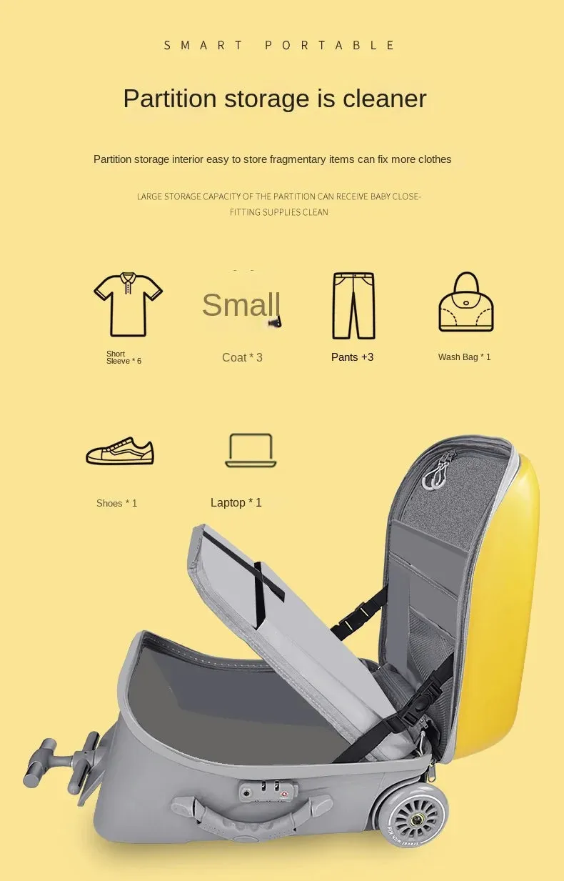 Kids Cartoon Duck Design Sit Rolling Travel Bags