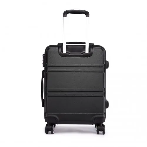 Kono ABS 24 Inch Sculpted Horizontal Design Suitcase - Black | Durable & Stylish Luggage for All Your Travels