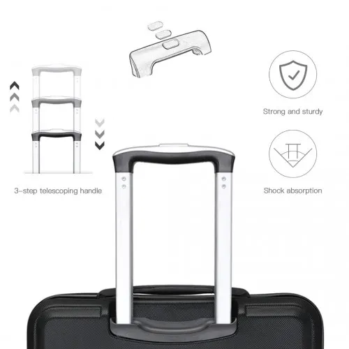 Kono ABS 24 Inch Sculpted Horizontal Design Suitcase - Black | Durable & Stylish Luggage for All Your Travels