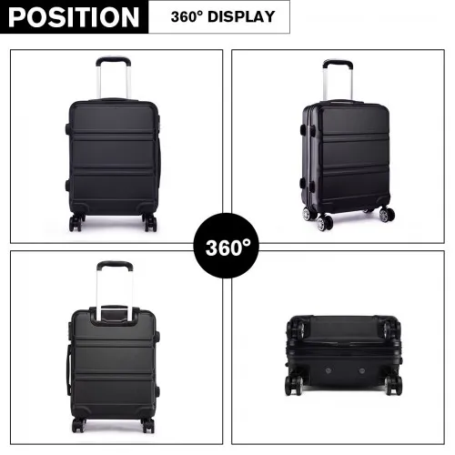 Kono ABS 24 Inch Sculpted Horizontal Design Suitcase - Black | Durable & Stylish Luggage for All Your Travels