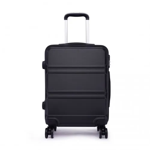 Kono ABS 24 Inch Sculpted Horizontal Design Suitcase - Black | Durable & Stylish Luggage for All Your Travels