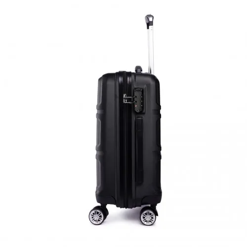 Kono ABS 24 Inch Sculpted Horizontal Design Suitcase - Black | Durable & Stylish Luggage for All Your Travels