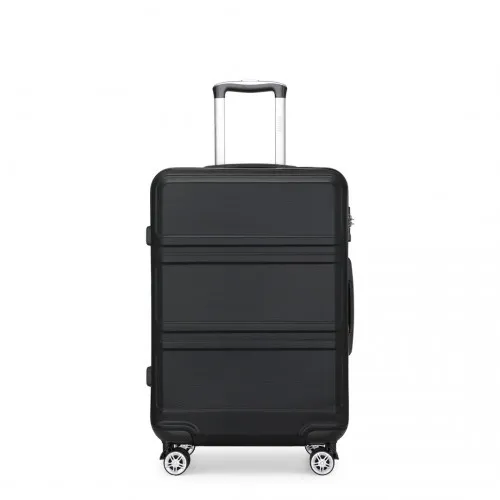 Kono ABS 24 Inch Sculpted Horizontal Design Suitcase - Black | Durable & Stylish Luggage for All Your Travels
